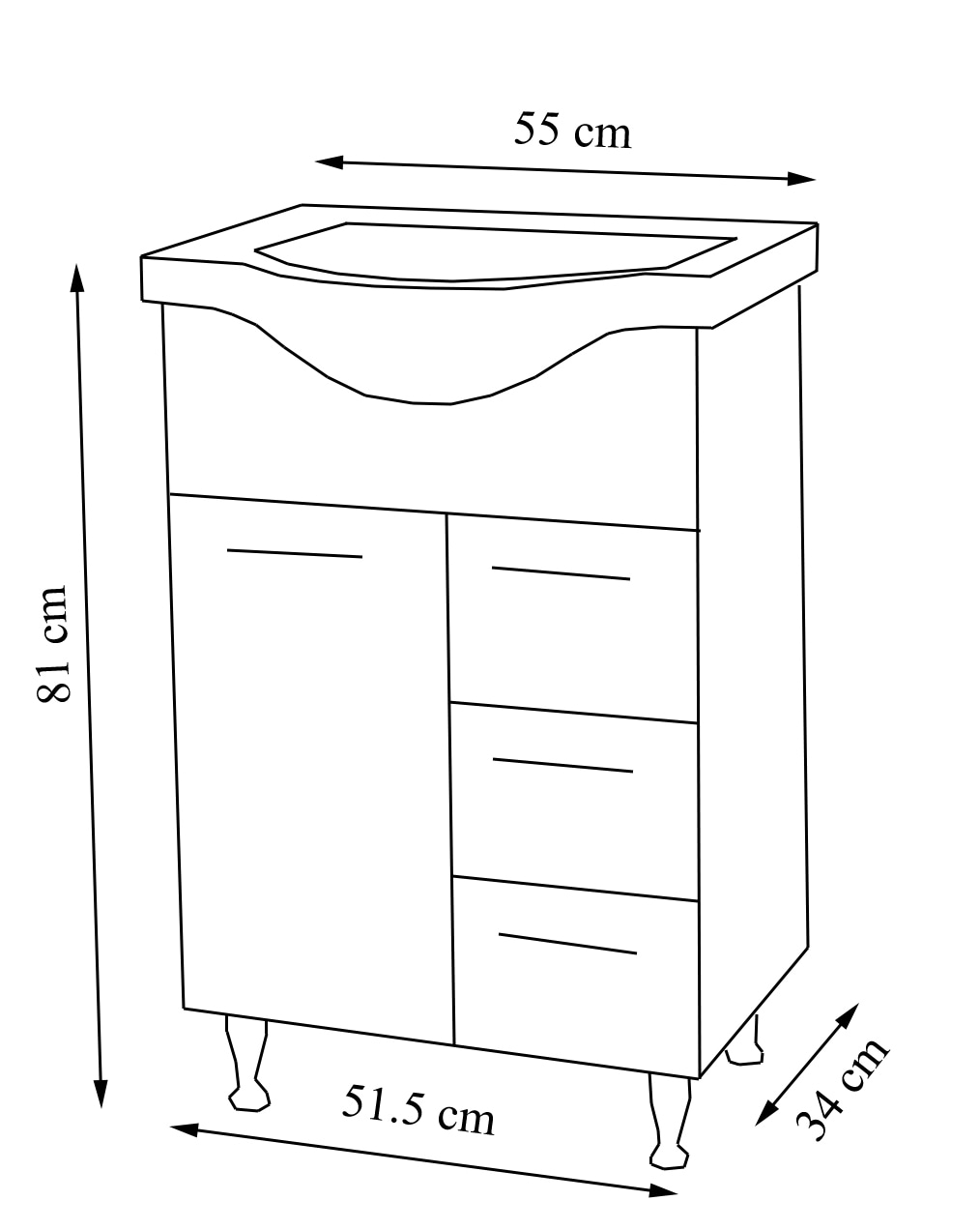 VCM Waschbeckenunterschrank »VCM 4-tlg. Waschplatz Waschtisch Badmöbel Set Waschbecken Schublade Spiegelschrank Lisalo L«, (4 St.)
