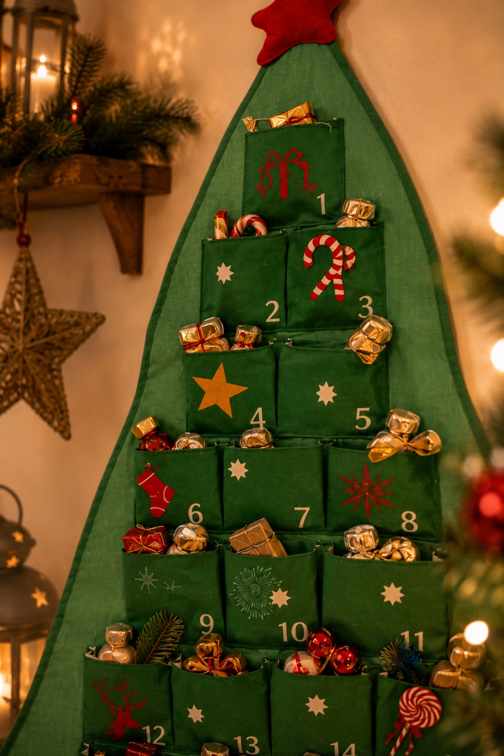 OTTO home Adventskalender »Weihnachtsbaum mit dekorierten Taschen, wiederverwendbar« Es liegt keine Altersempfehlung vor aus Stoff, ca. 100x68cm, zum Hängen an Türen und Wänden
