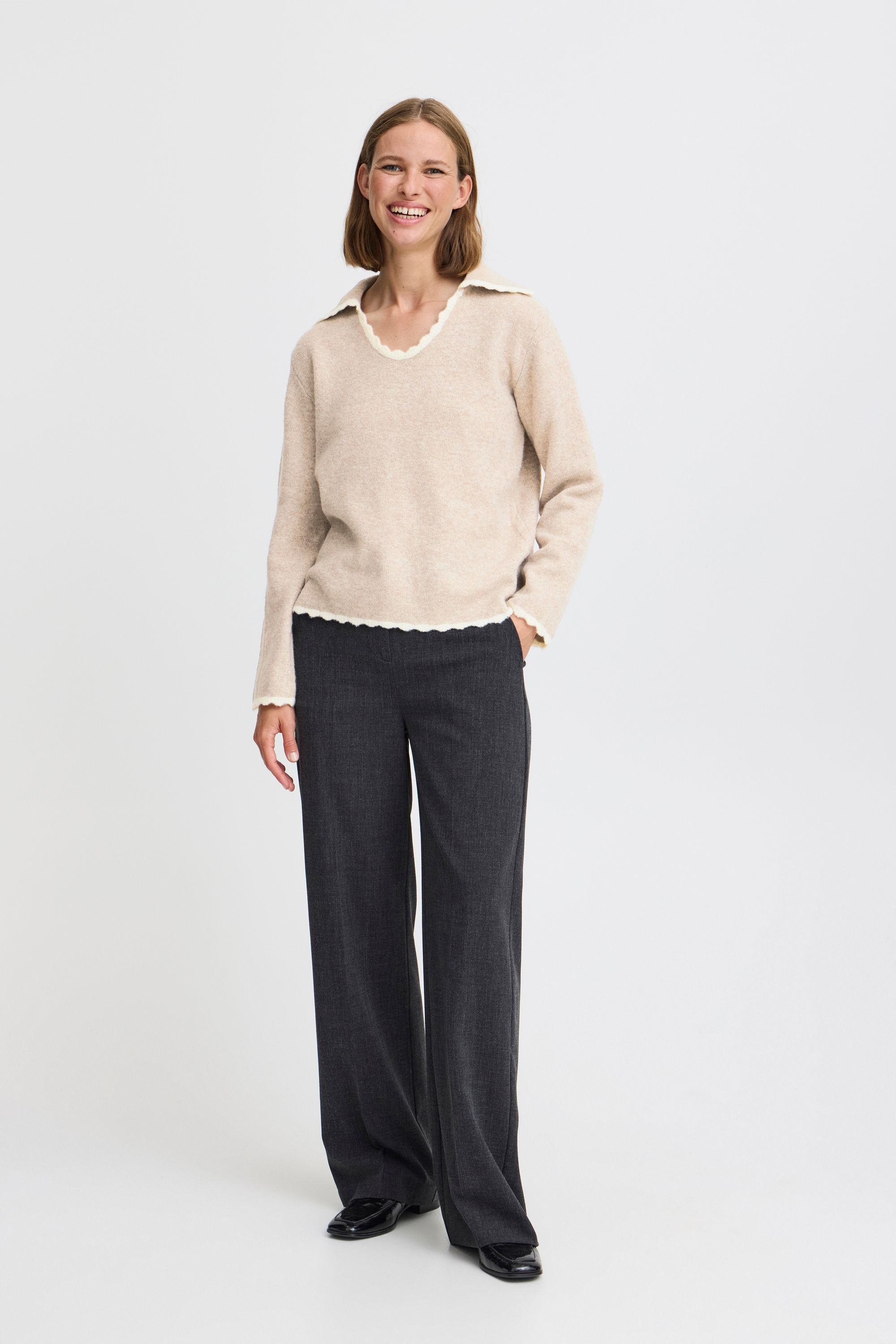 b.young Strickfleece-Pullover »Strickpullover BYNINNA W. COLLAR -«