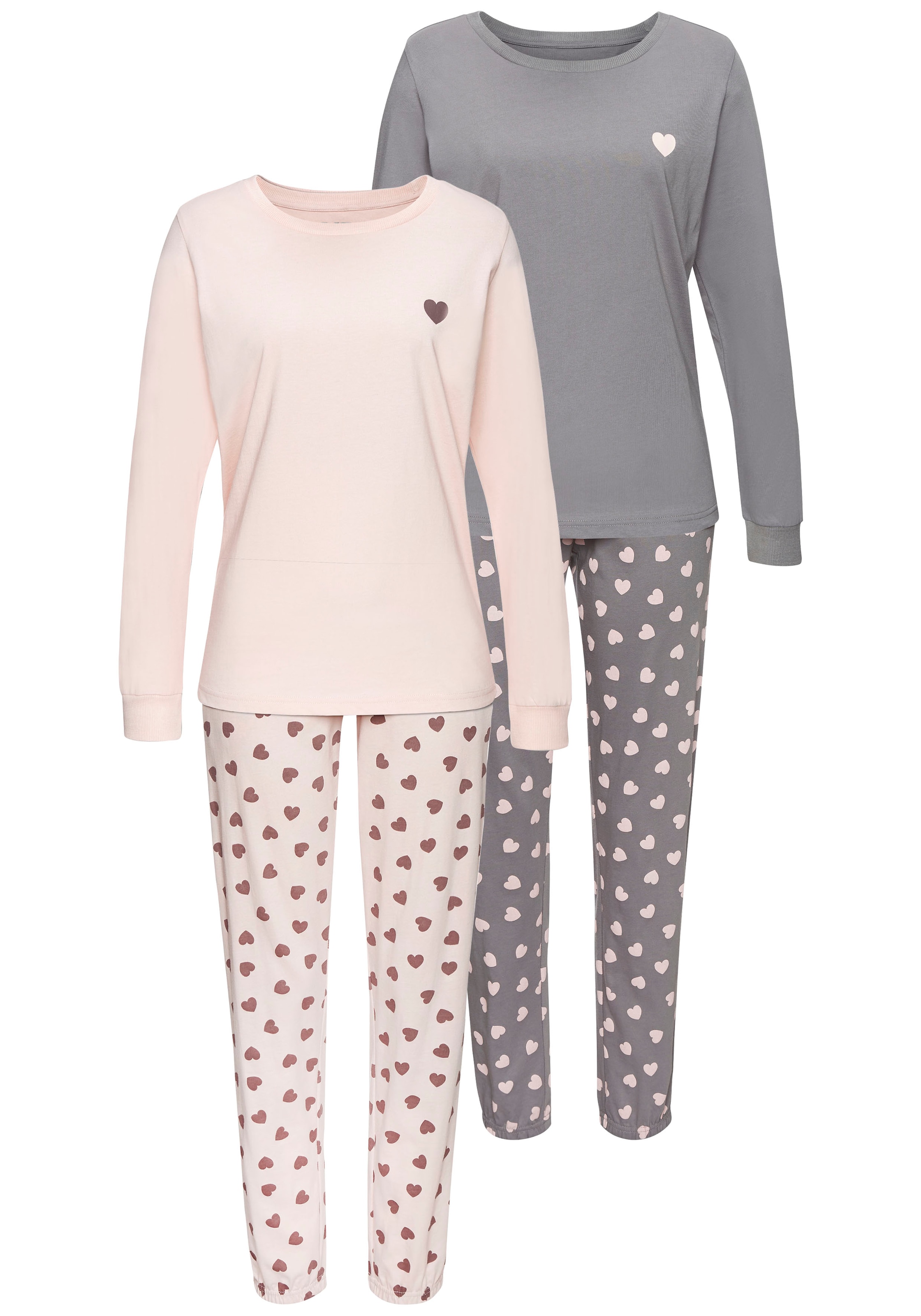 Vivance Dreams Pyjama Spar-Set, 2 Stück, 4 Stk. tlg., mit süßem Herzmuster