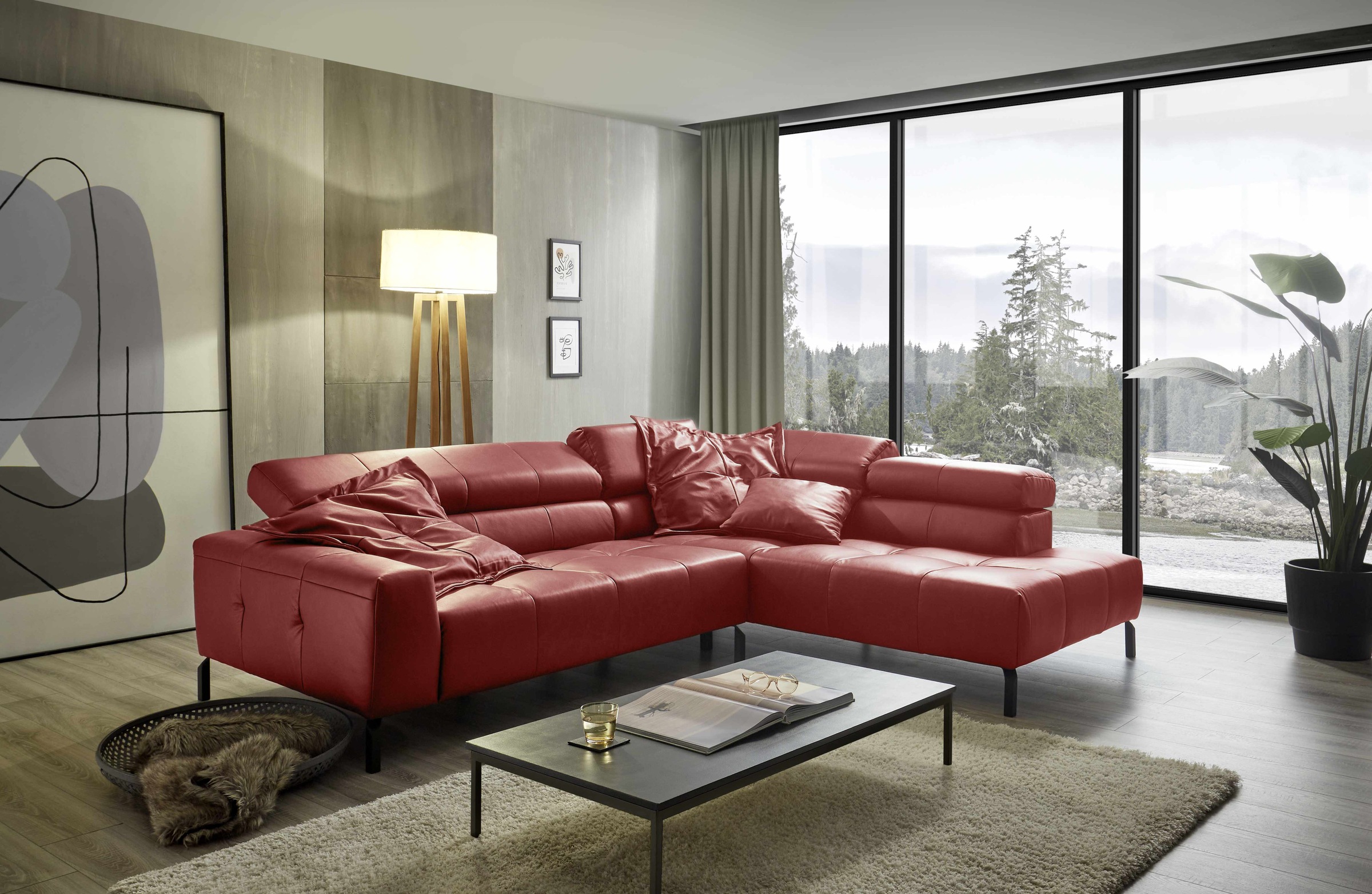 Places of Style Ecksofa »Cleveland, L-Form, incl. Kopfteilverstellung, Breite 276 cm«, wahlweise elektrischer Sitzvorzug