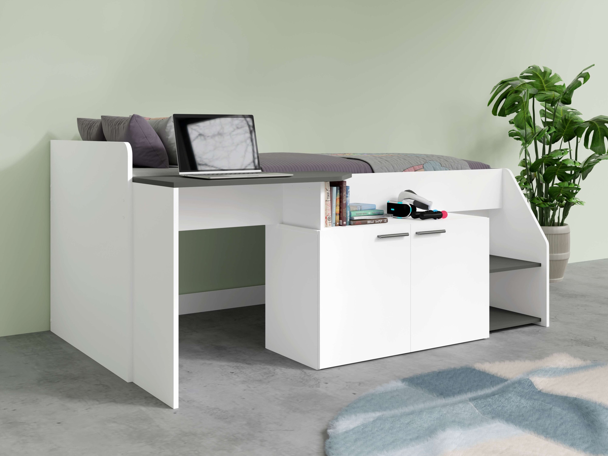 INOSIGN Jugendbett »Jugendzimmer-Set Durango - 3 in 1: Bett, Schreibtisch, Kommode«, Bett mit Schreibtisch und Kommode, BxTxH 204x135x90 cm