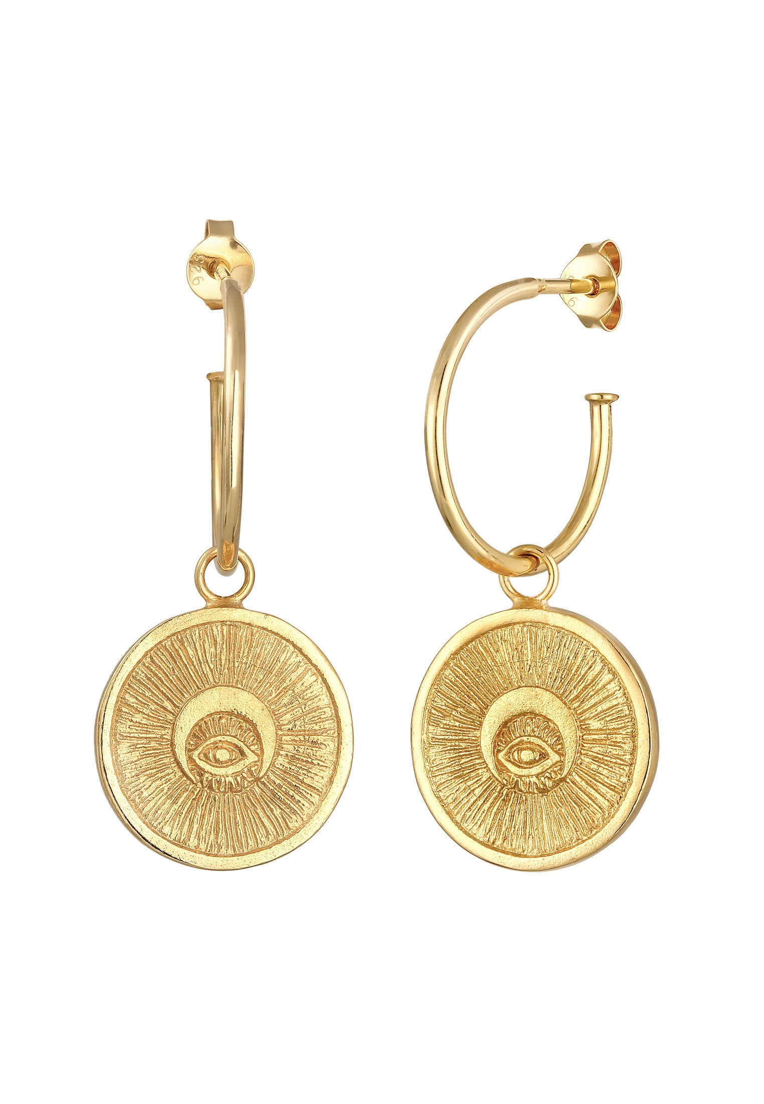 HAZE & GLORY Paar Creolen »Ohrringe Creolen Hänger Evil Eye - Sun 925 Silber«