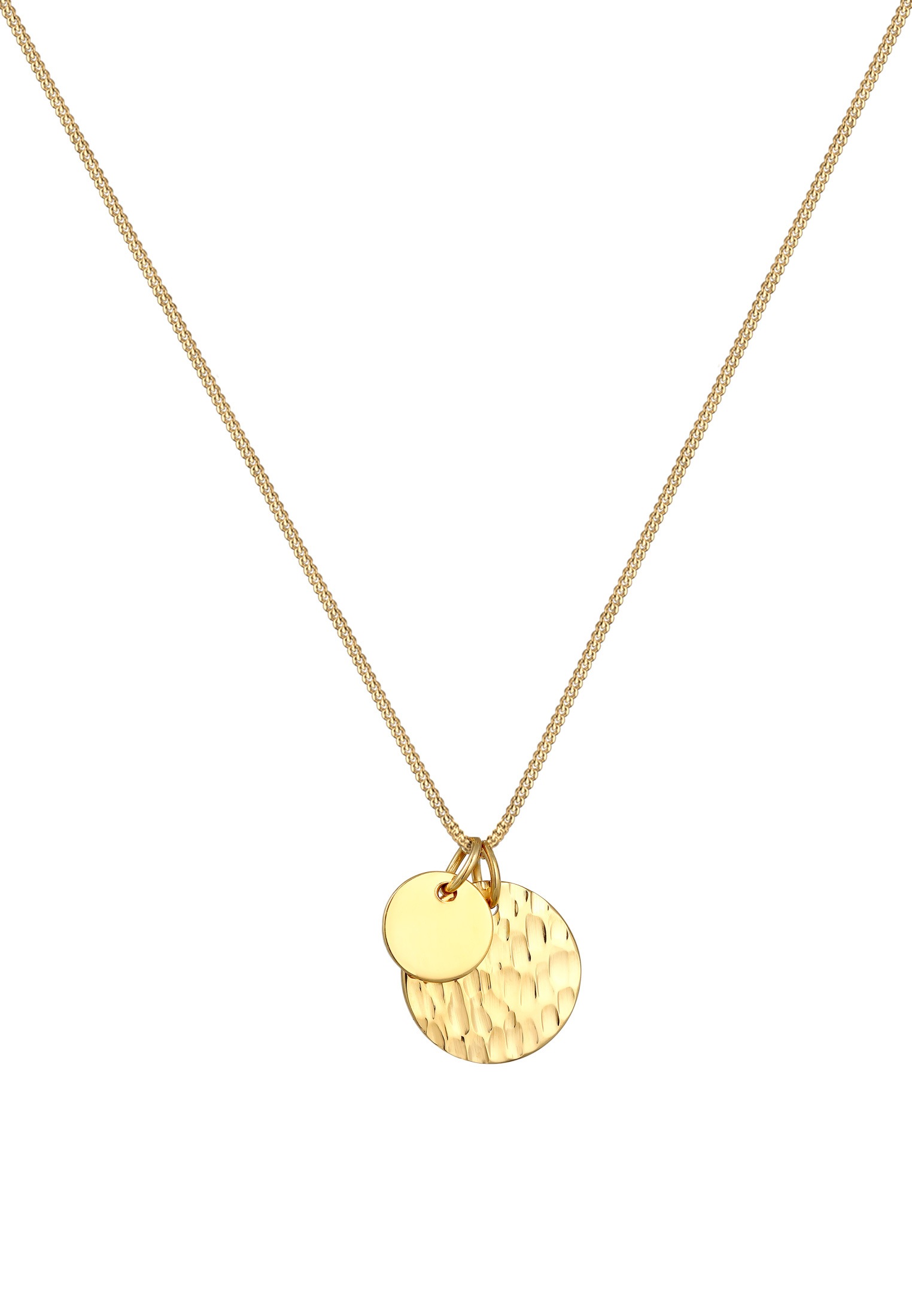 Elli Kette mit Anhänger »Halskette Plättchen Münzen Gehämmert Look 925 Silber«