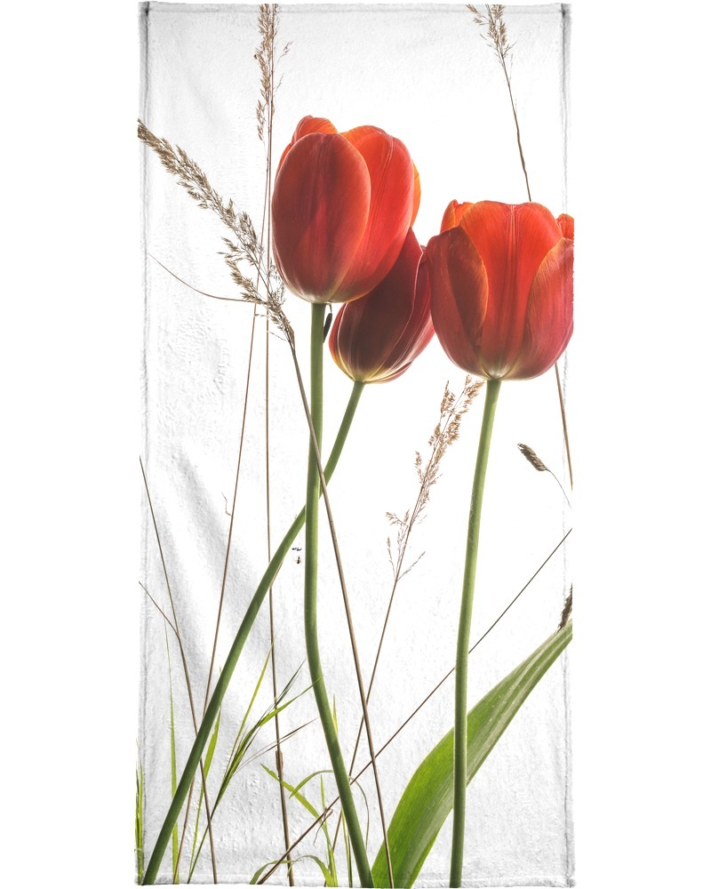 Juniqe Handtuch »Flora - Tulpe«, (1 St.), Weiche Frottee-Veloursqualität