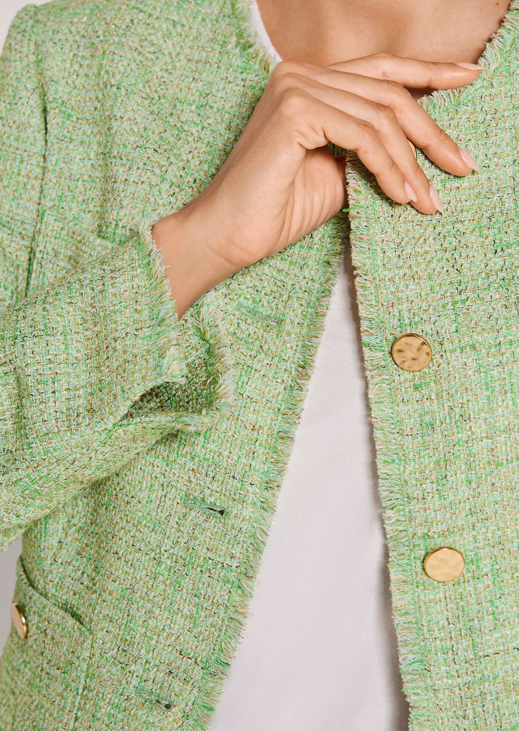 MADELEINE Jackenblazer »Blazer Tweed-Blazer mit Fransendetails« Fransendetails