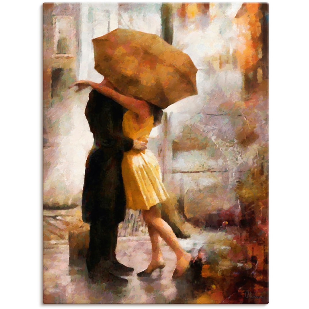 Artland Wandbild »Kuss unter Regenschirm«, Bilder von Liebespaaren, (1 St.)