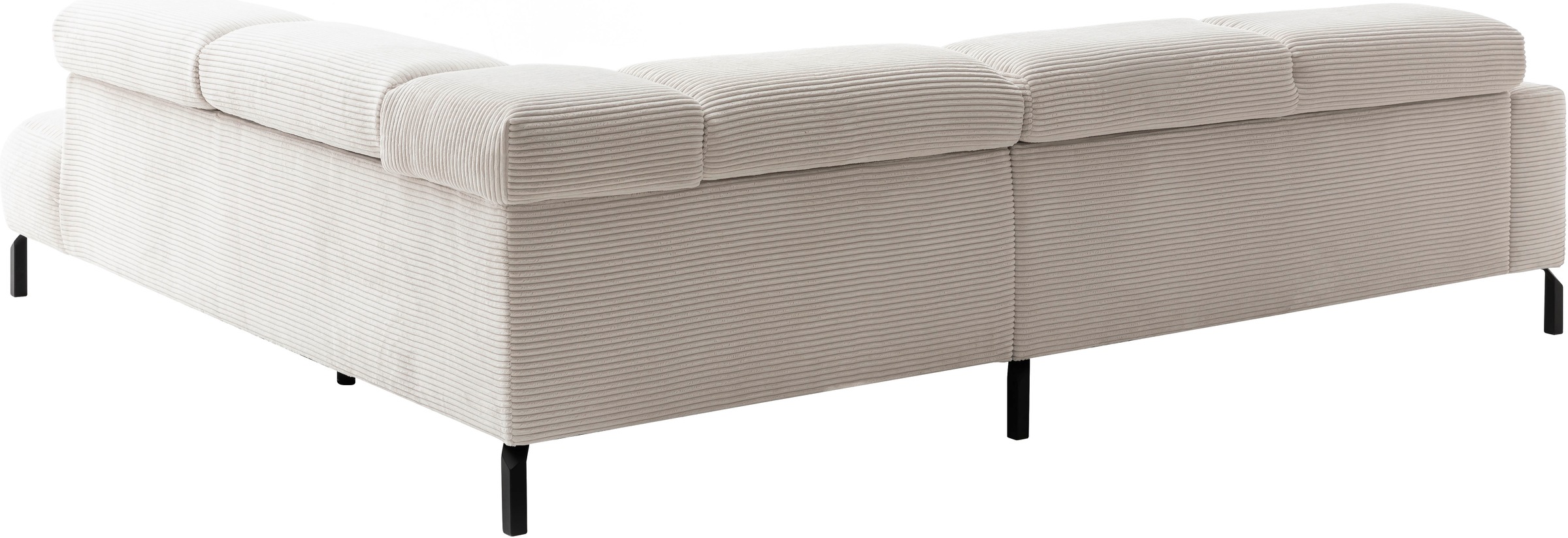 Places of Style Ecksofa »Antonelli, L-Form, inkl. Kopfteilverstellung, Breite 276 cm«, mit elektrischer Sitztiefenverstellung, in Cord, weiß