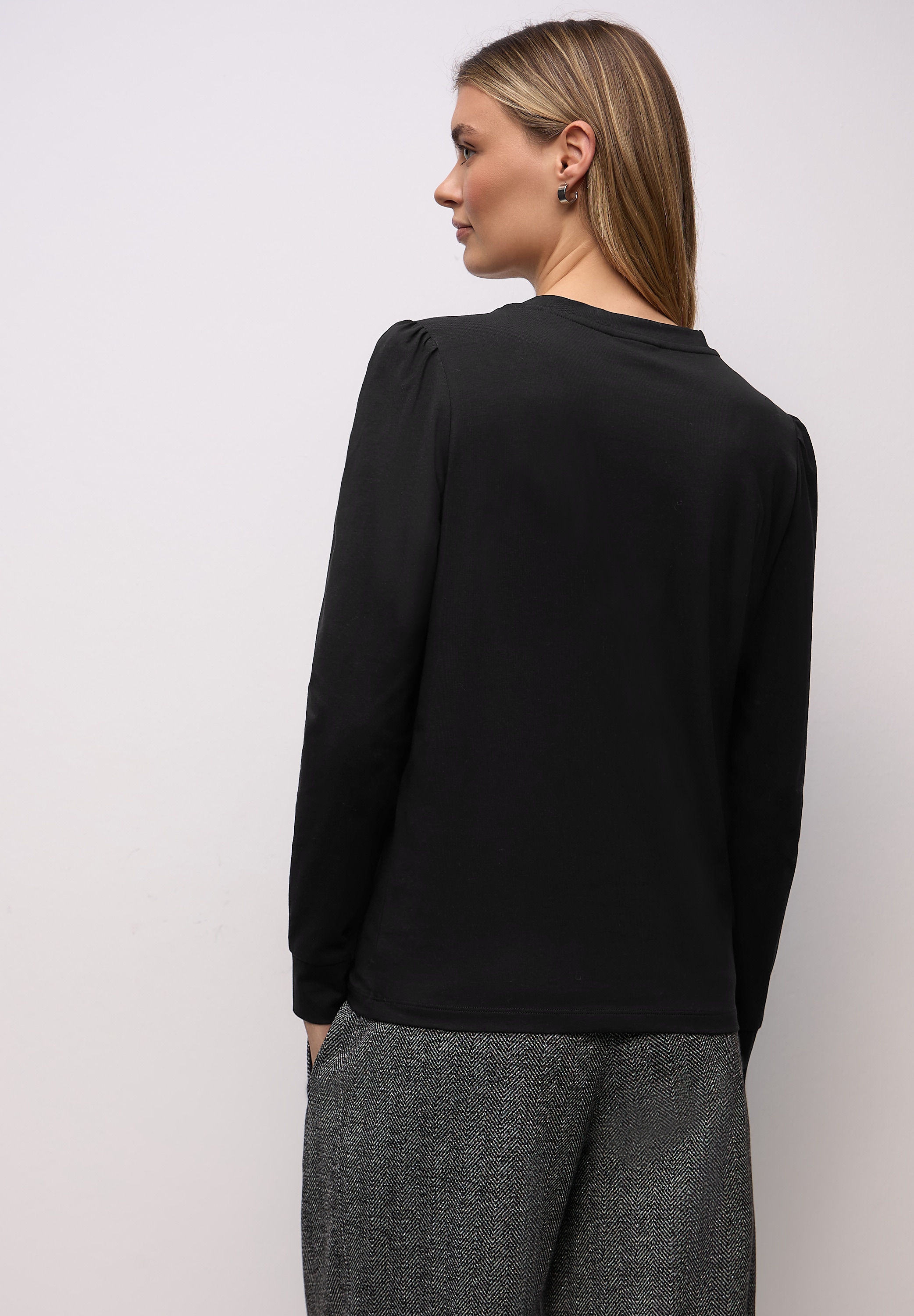 STREET ONE Langarmshirt mit Raffung an der Schulter