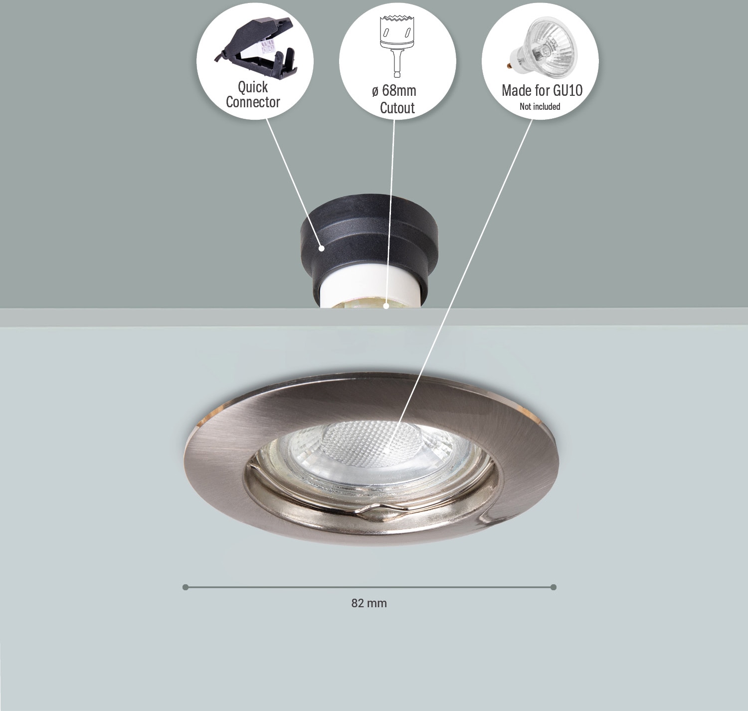 Paco Home Einbauleuchte »Klara«, 1 flammig, Leuchtmittel GU10 | ohne Leuchtmittel, Einbaustrahler Strahler Spotlight Unterbauleuchte Flach 6er Set GU10