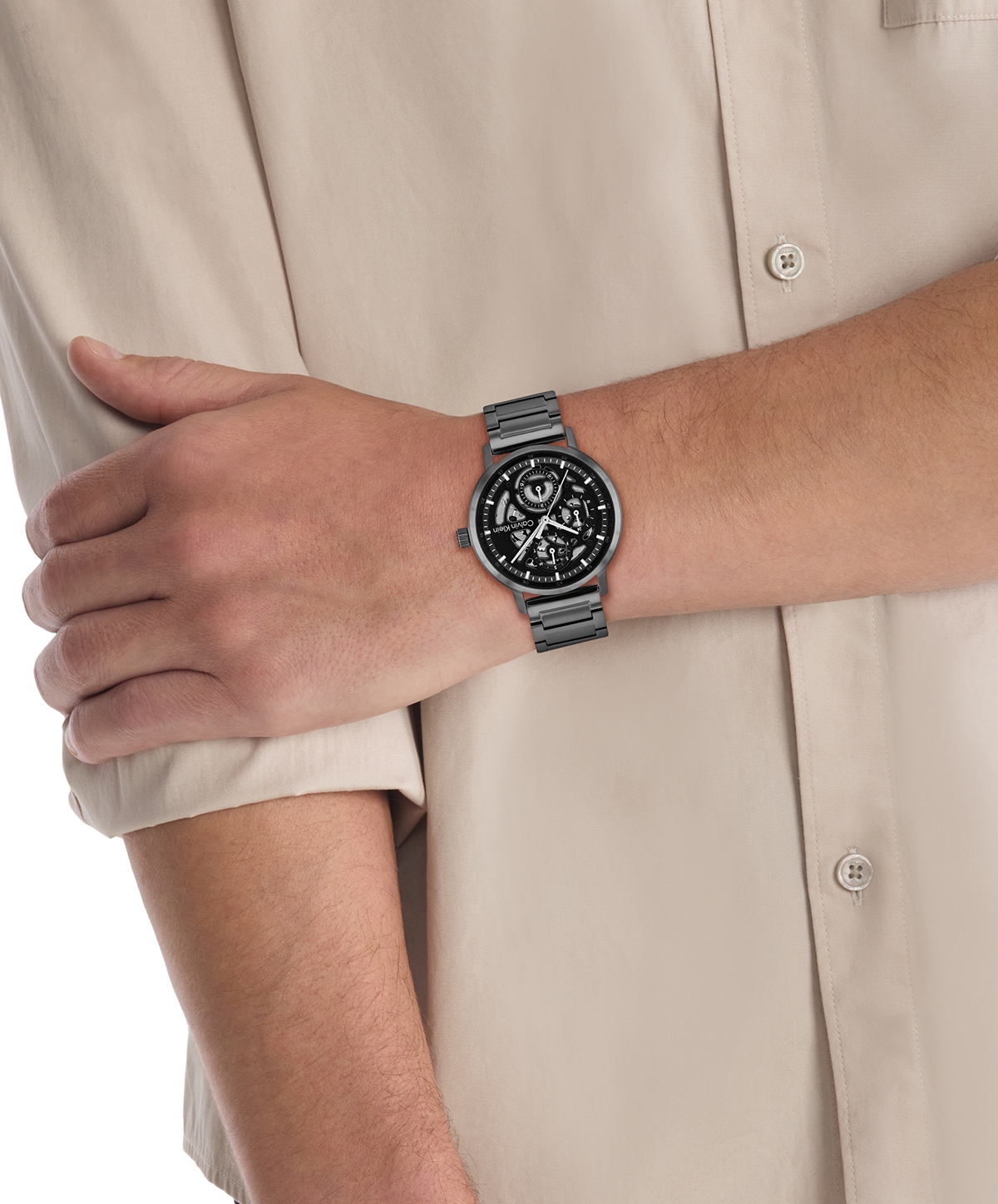 Calvin Klein Multifunktionsuhr »GAUGE« Quarzuhr, Armbanduhr, Herrenuhr, Edelstahlarmband, analog