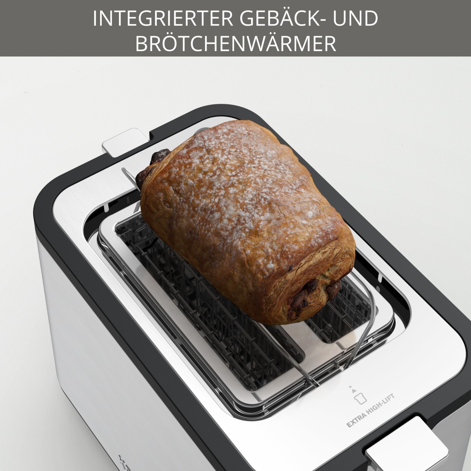 Krups Toaster »KH442D Control Line, 6 Bräunungsstufen, herausnehmbare Krümelschublade« 2 kurze Schlitze für 2 Scheiben 850 W integrierter Gebäck- und Brötchenwärmer, Anhebefunktion