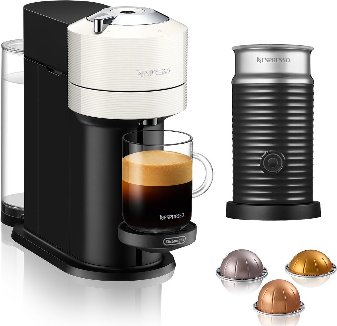 Kapselmaschine »Vertuo Next ENV 120.W von DeLonghi, White«, inkl. Aeroccino...