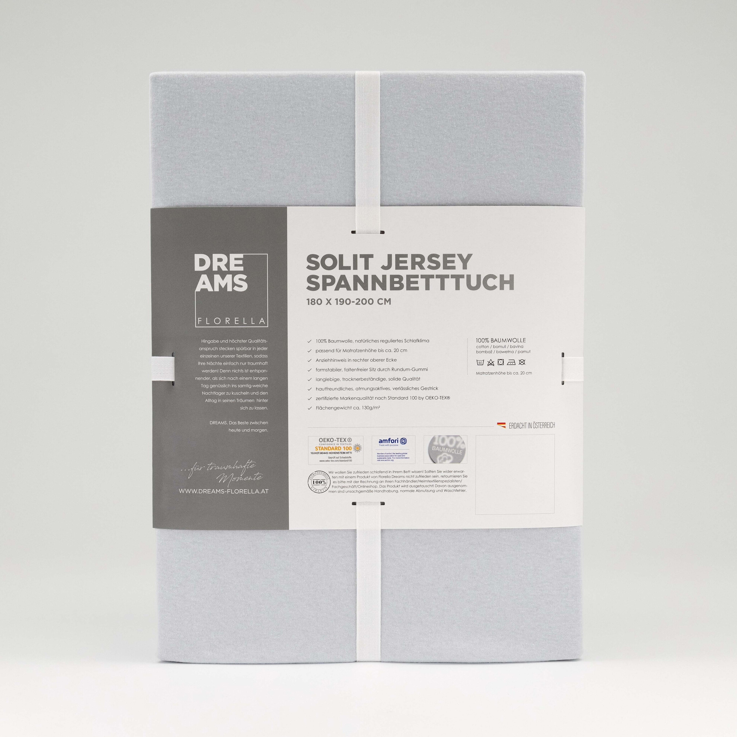 Florella Spannbettlaken »Solit Jersey, mit Rundum-Gummi, 100 % Baumwolle«, für Matratzenhöhe bis 20 cm geeignet