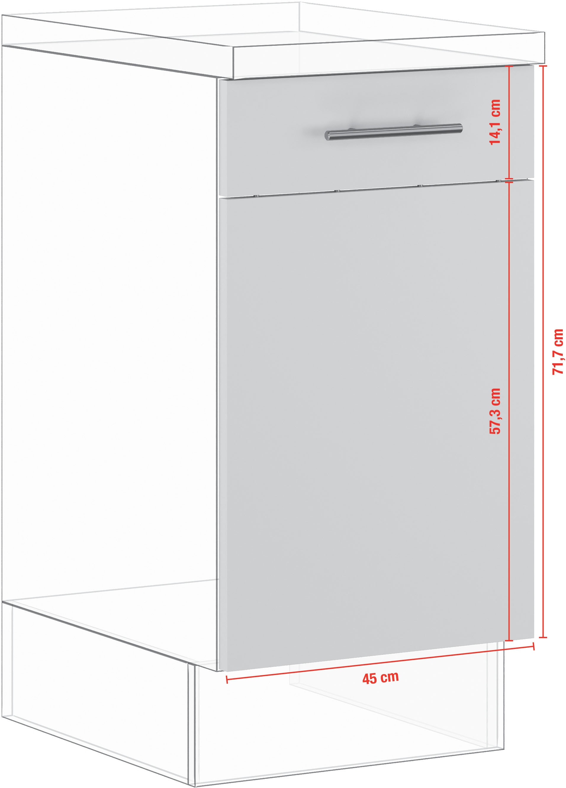 IMPULS KÜCHEN Türfront »"Prag und Valencia", Breite/Höhe: 45/71,7 cm,«, für einen vollintegrierten Geschirrspüler, mit verstifteter Front