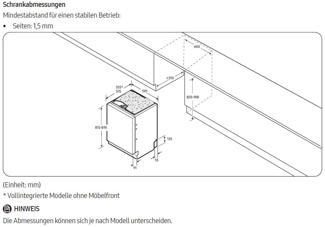 Samsung vollintegrierbarer Geschirrspüler »DW80H73WAB0U1«