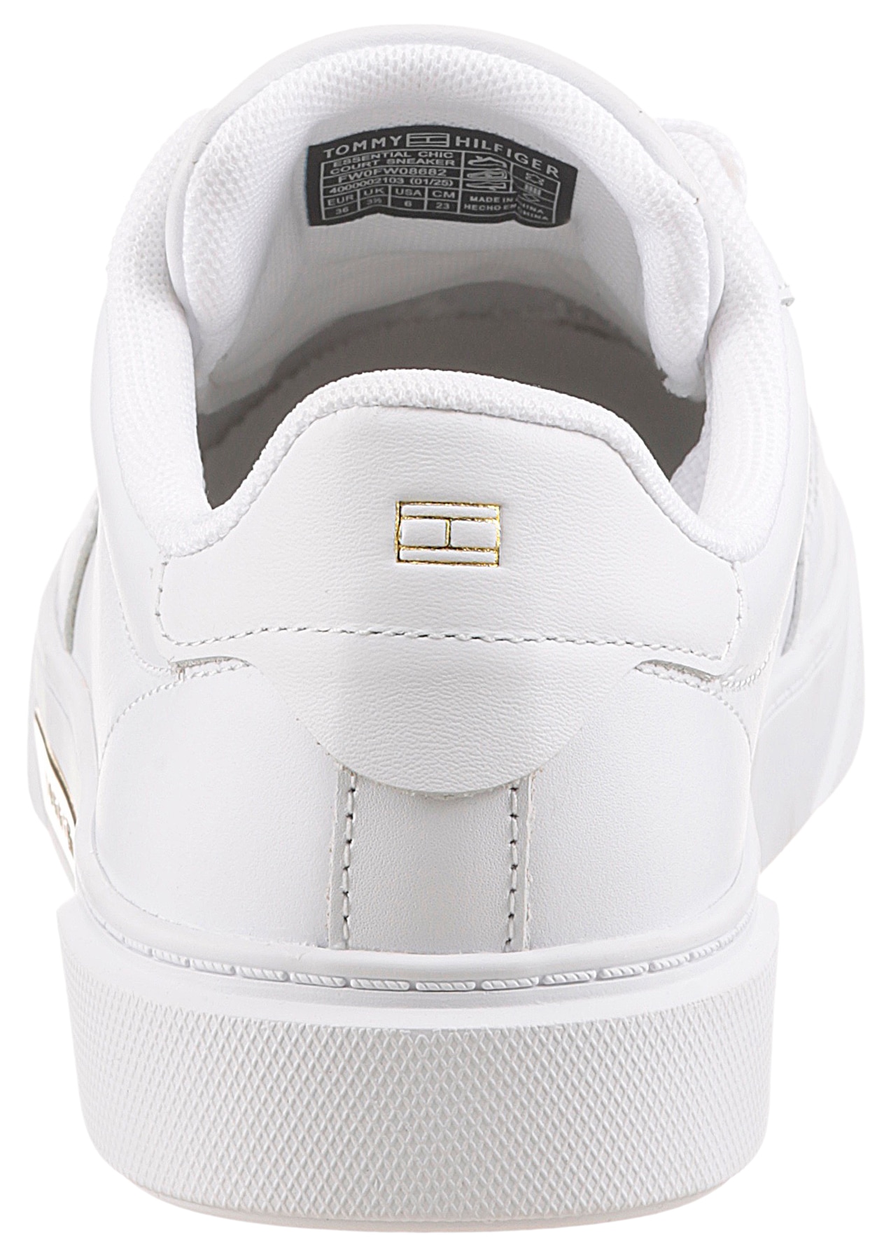 Tommy Hilfiger Plateausneaker »ESSENTIAL CHIC COURT SNEAKER«, Freizeitschuh, Halbschuh, Schnürer, goldfarbenen Details im Plateau