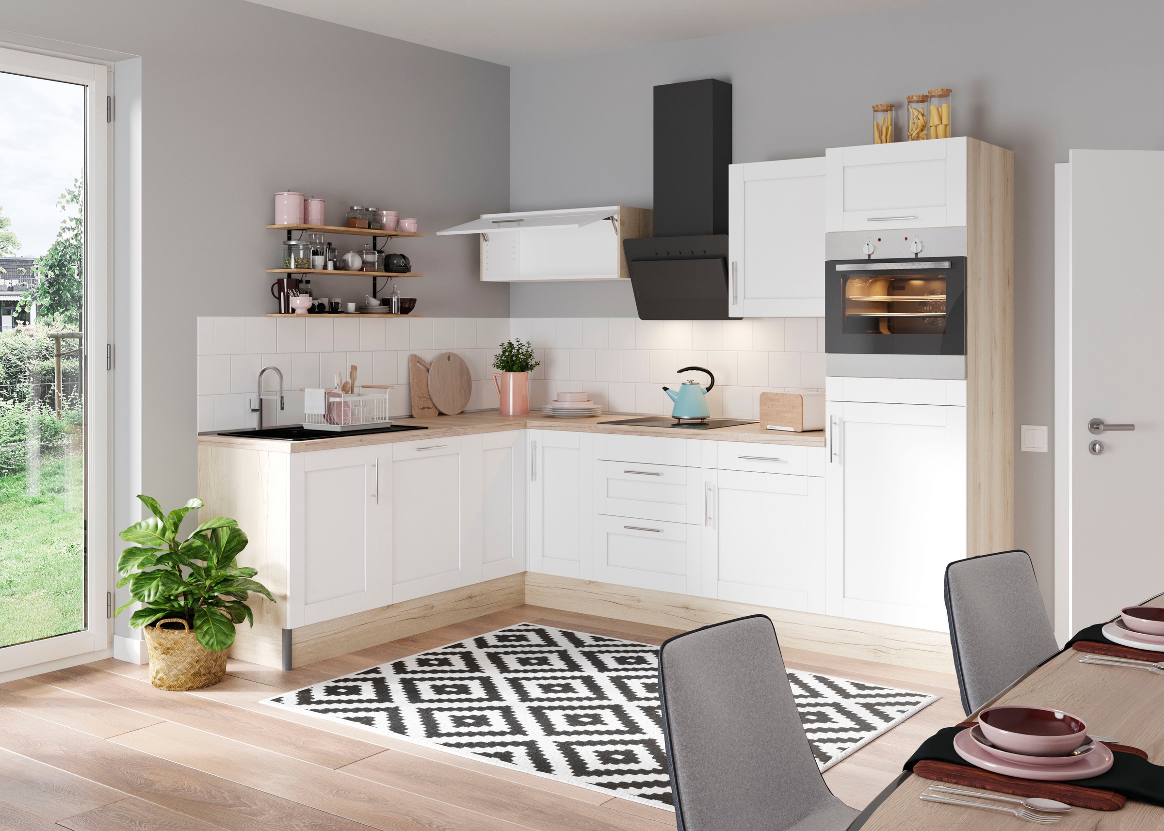 KOCHSTATION Küche »KS-Ahus«, 200 x 270 cm breit, wahlweise mit E-Geräten, Soft Close Funktion