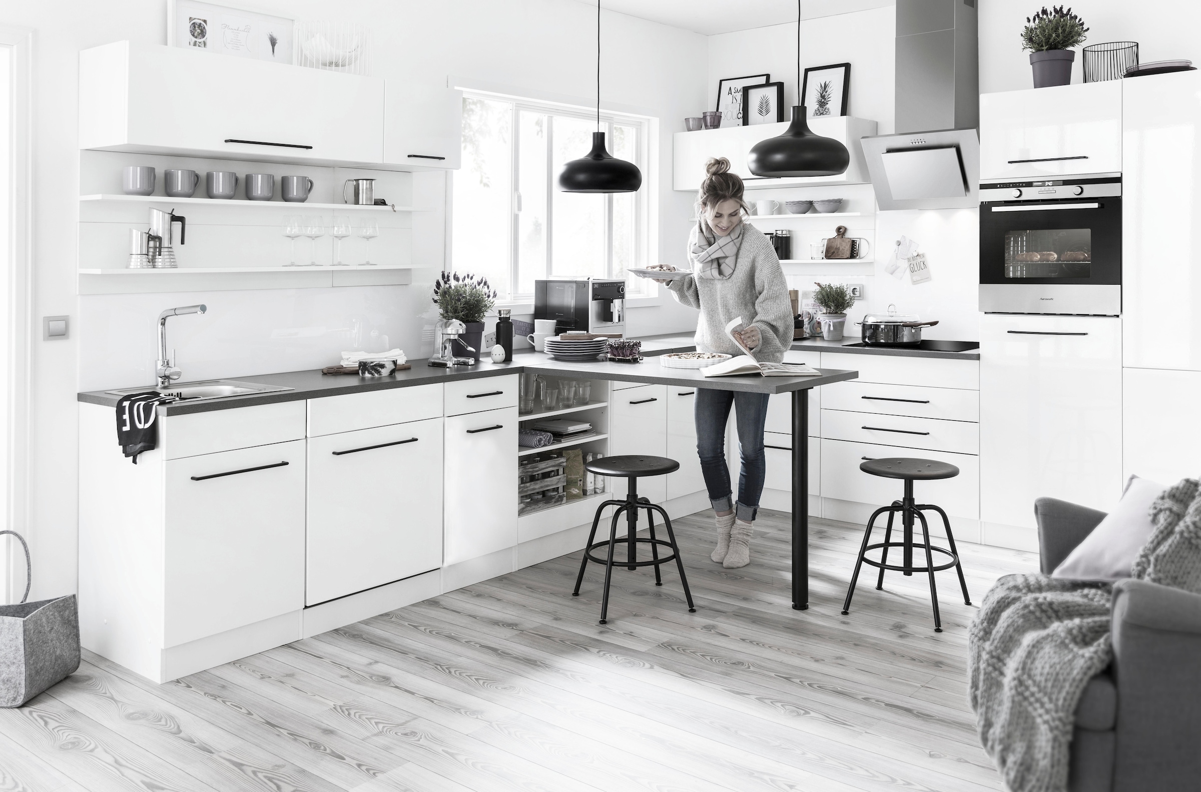 KOCHSTATION Anbauregal »KS-Tulsa«, 30 cm breit, 200 cm hoch, mit 5 Fächern, MDF Front