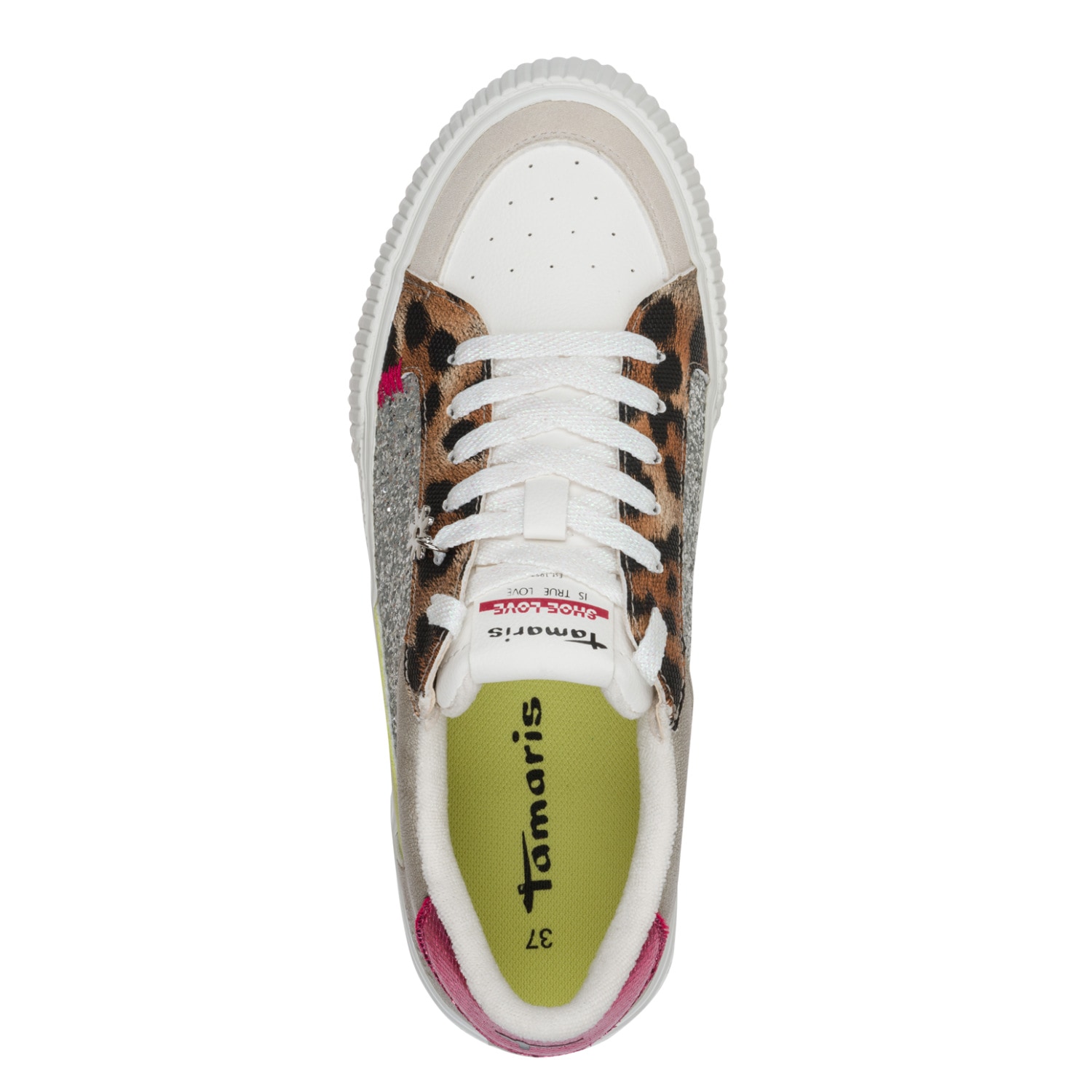 Tamaris Plateausneaker  , Freizeitschuh, Halbschuh, Schnürer mit Kontrastbesätzen und Glitzer