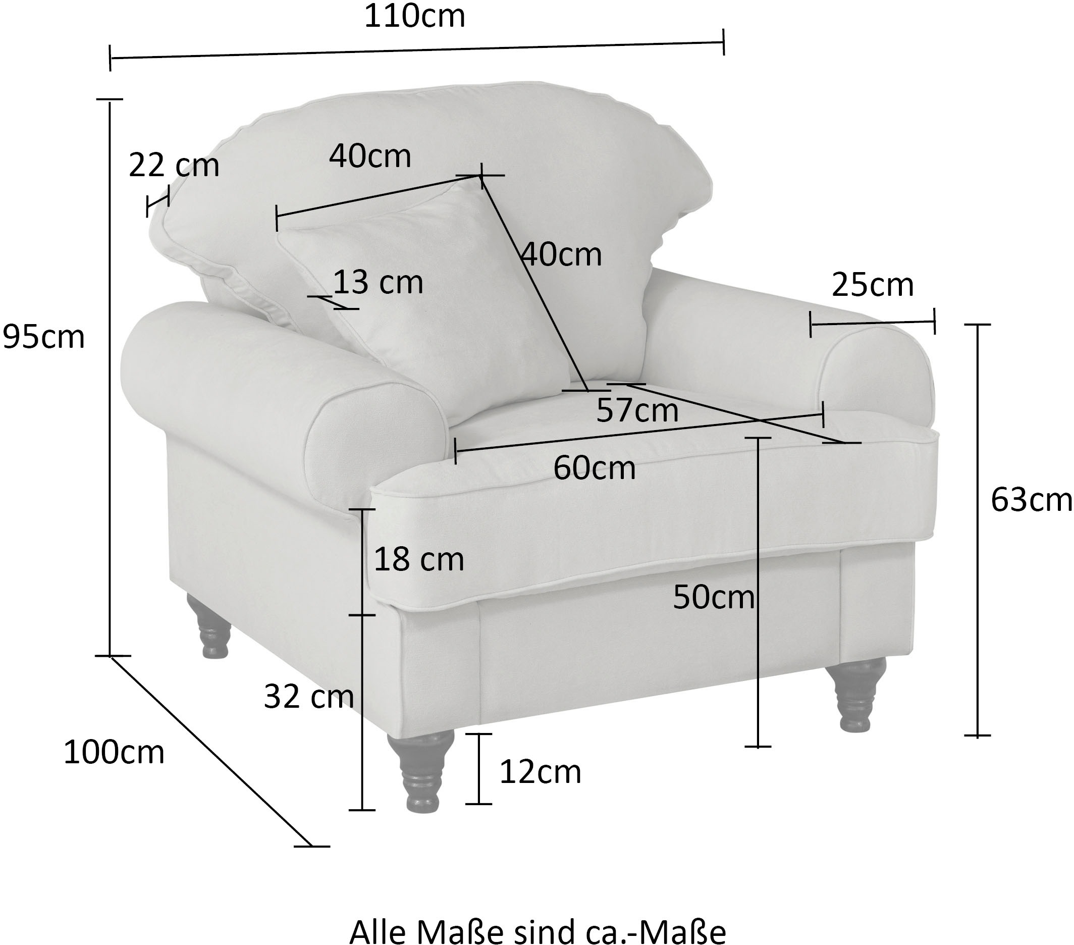 Home affaire Sessel »WESTMINSTER« Set, 1Sessel, 1 Hocker, 2 Stk. tlg. mit Federkern-Polsterung