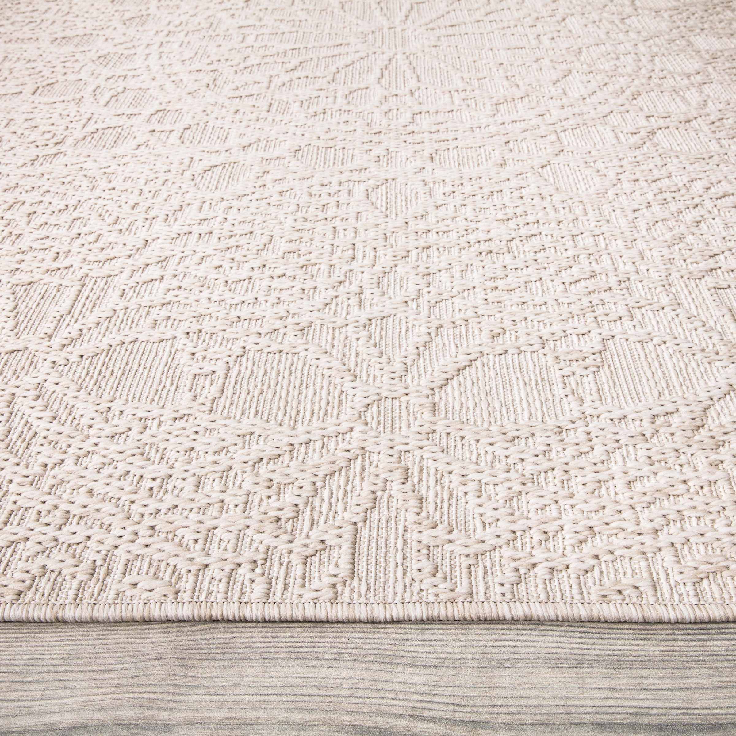Paco Home Teppich »Rimini 411«, rechteckig, 4 mm Höhe, Flachgewebe, Uni Farben, Hoch-Tief Effekt, In- und Outdoor geeignet