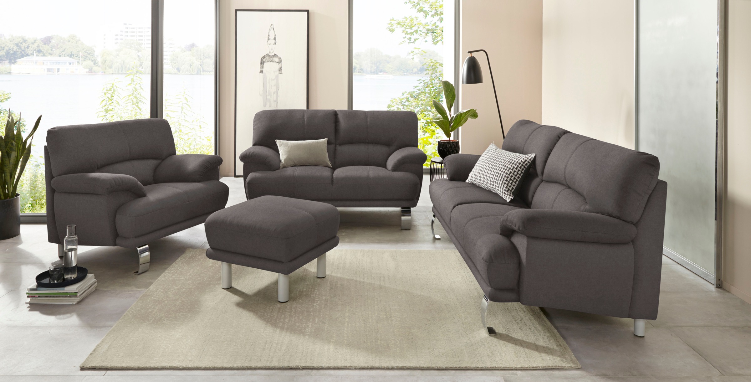 TRENDMANUFAKTUR Hocker »Cecilia II, modern und elegant, B/T 66/66cm«