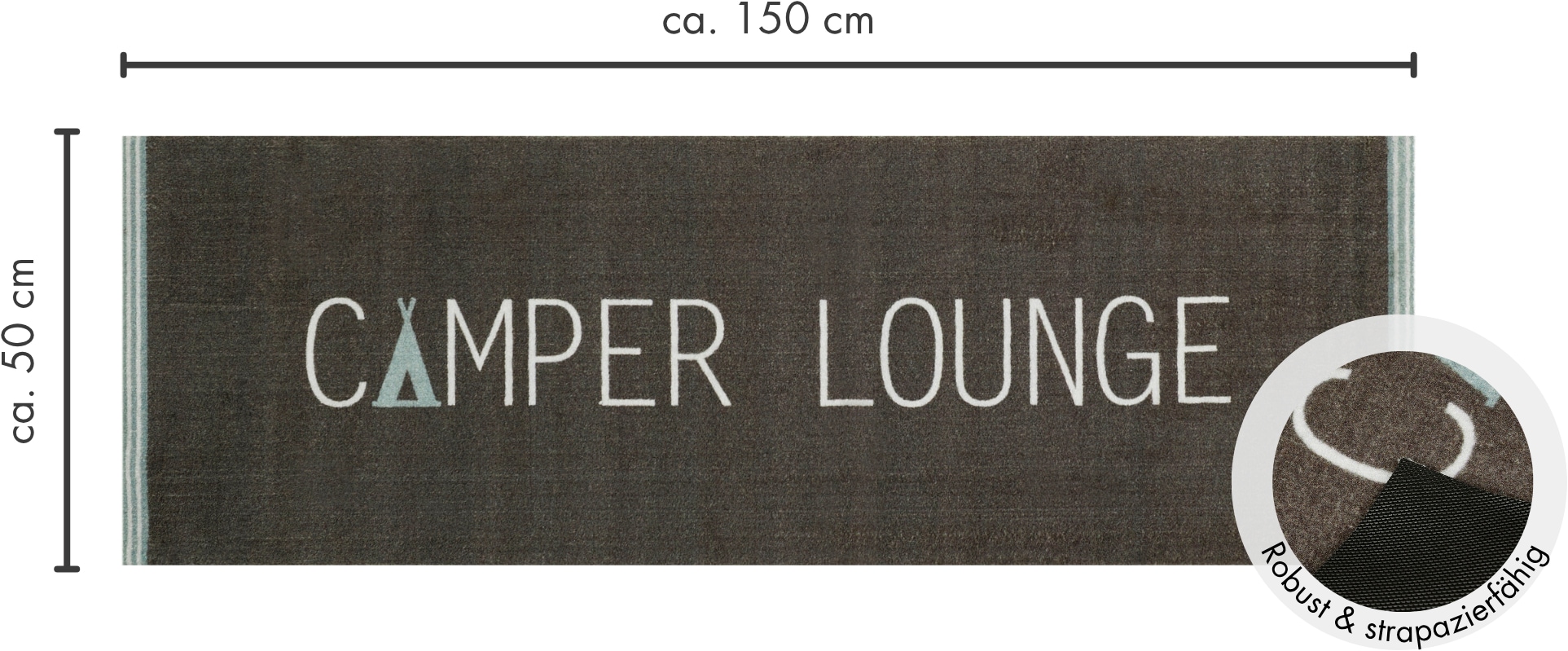 my home Läufer »Camping«, rechteckig, 8,5 mm Höhe, mit Schriftzug, ideal für Camper & Wohnwagen, In- und Outdoor geeignet