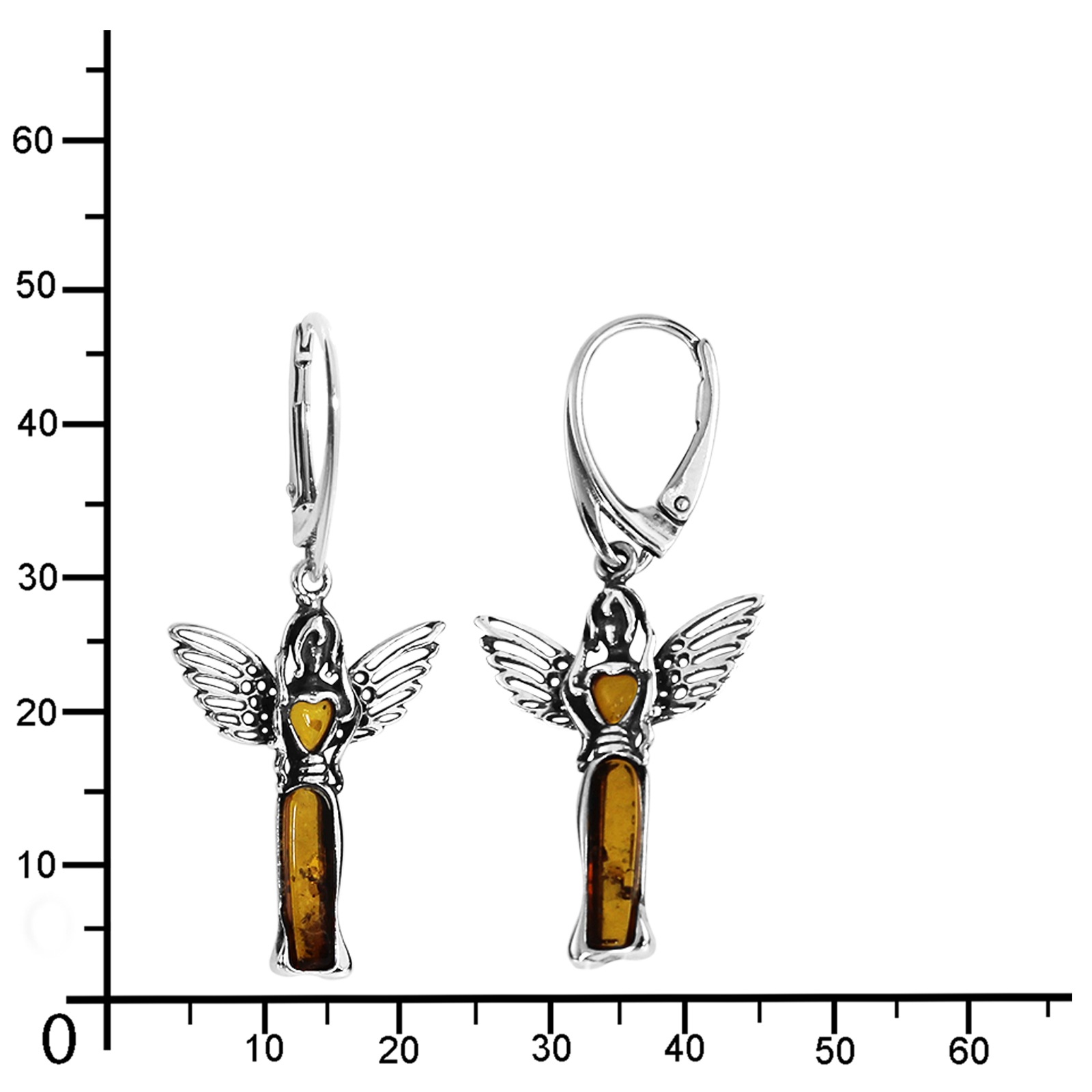 OSTSEE-SCHMUCK Paar Ohrhänger »- Engel 30 mm - Silber 925/000 - Bernstein«