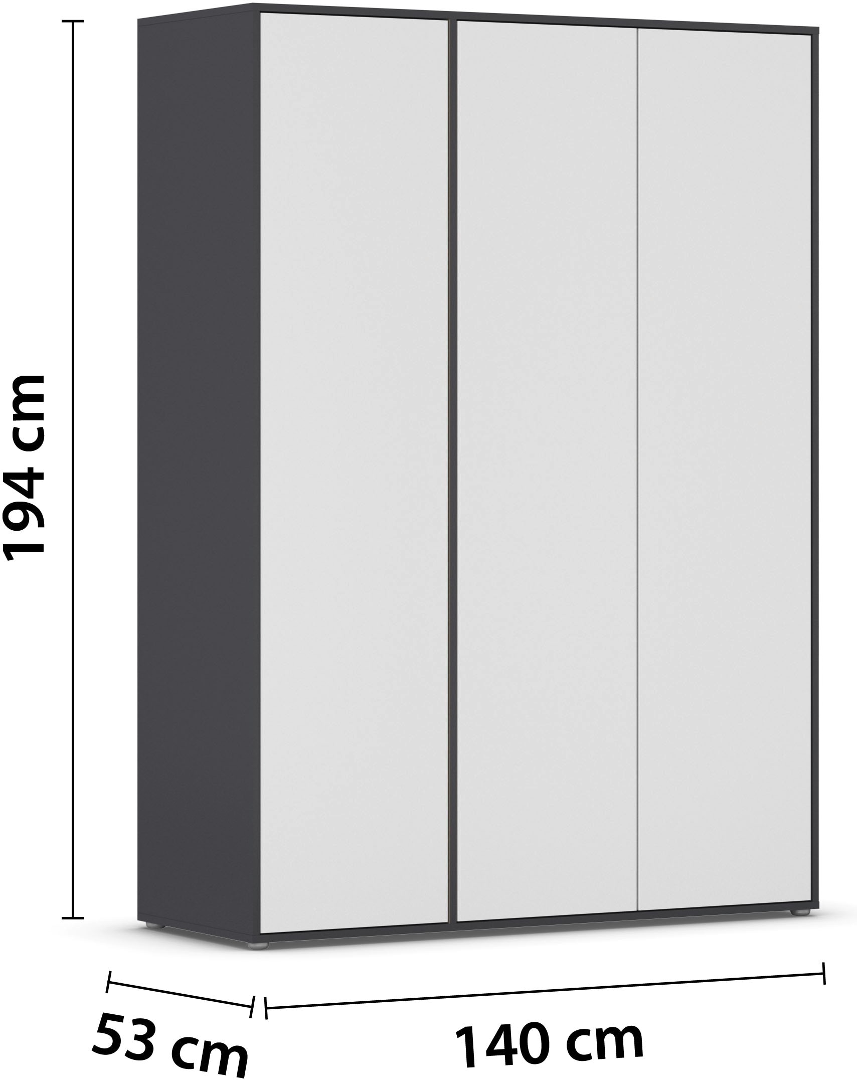 rauch Drehtürenschrank »Kleiderschrank Schrank Garderobe Wäscheschrank NABILA viel Stauraum«, (in 3 verschiedenen Ausstattungen BASIC/CLASSIC/PREMIUM), in 2 Breiten mit Push-to-Open Funktion TOPSELLER MADE IN GERMANY