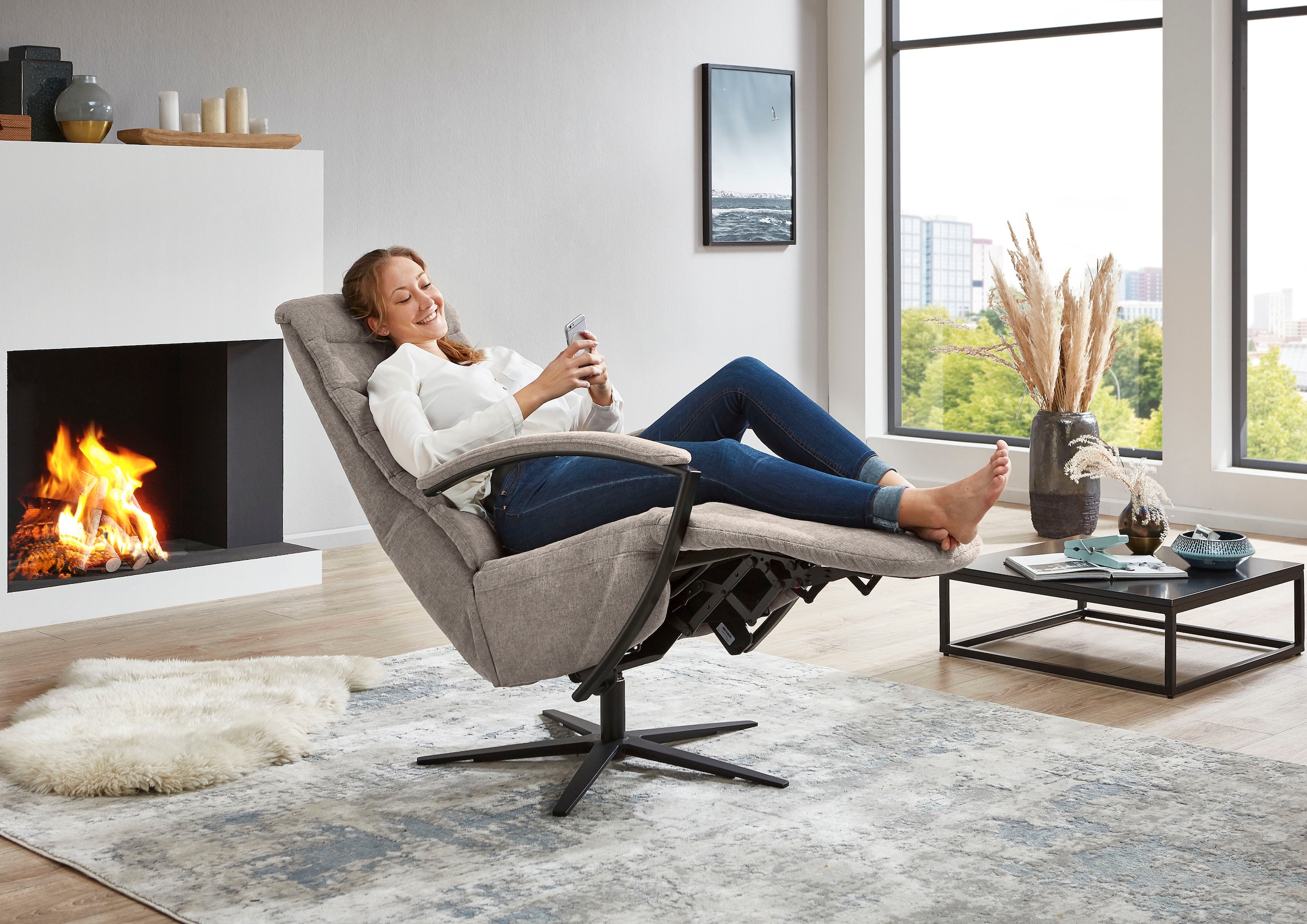 Die PlanBar Relaxsessel »ZE-RS20038 inkl. Relaxfunktion und Kopfteilverstellung« 1 Stk. tlg. 360° drehbar, wahlweise mit Gasdruckverstellung