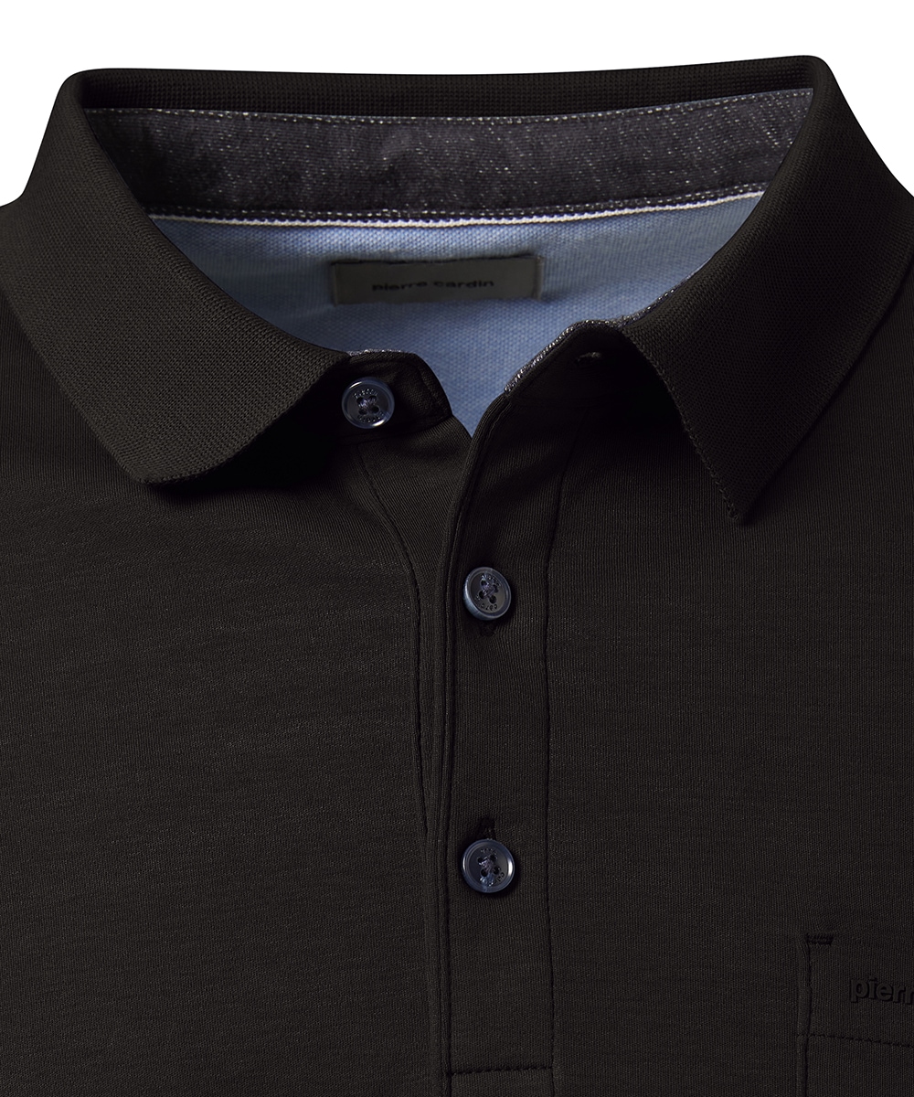 Pierre Cardin Langarm-Poloshirt, Brusttasche mit Marken- Applikation