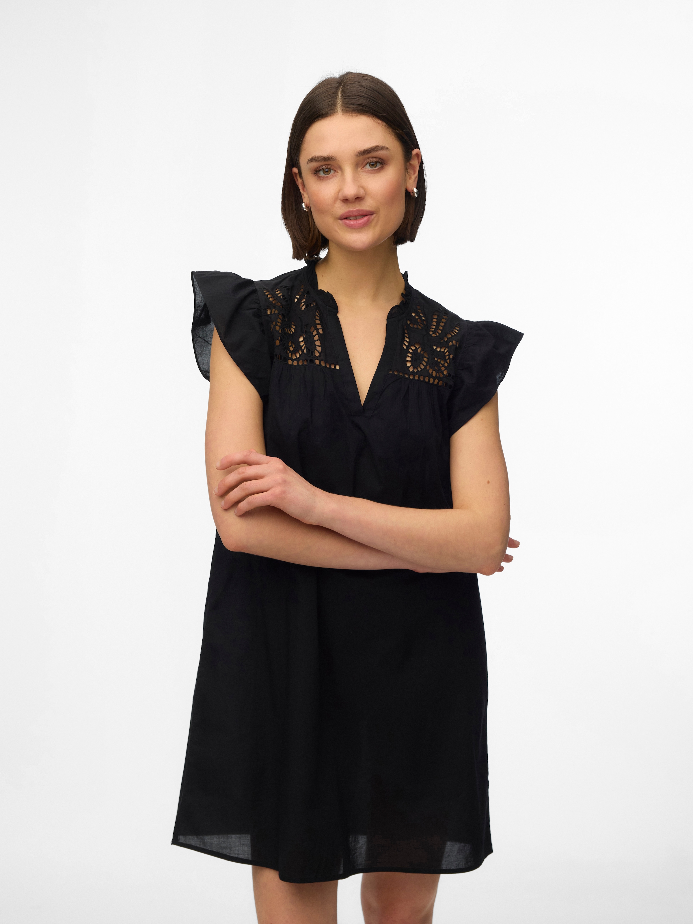 Vero Moda Minikleid »VMLINE SS SHORT DRESS WVN NOOS« Baumwolle