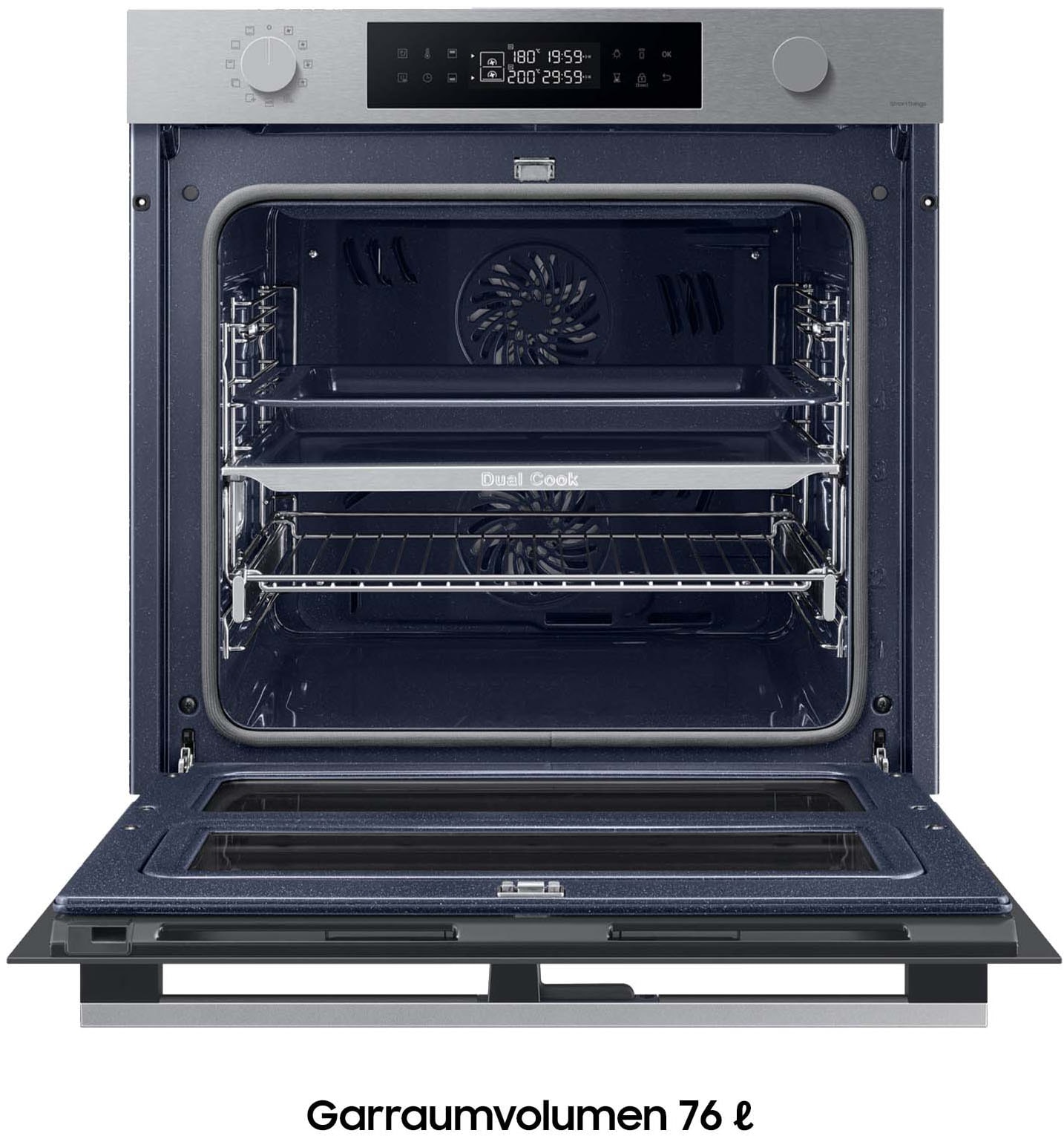 Samsung Einbaubackofen »NV7B4550VAS/U1« mit Pyrolyse-Selbstreinigung Dual Cook Flex – Ein Ofen. Zwei Garräume. Flexible Tür.