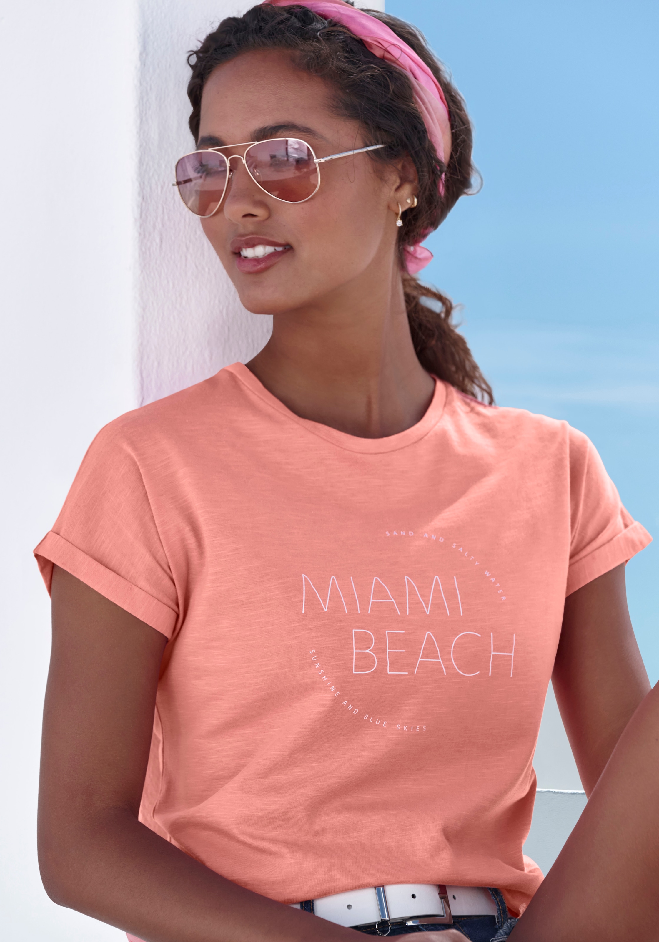 Vivance T-Shirt »mit modischem Frontprint«, (2er-Pack), aus weicher Baumwoll-Qualität