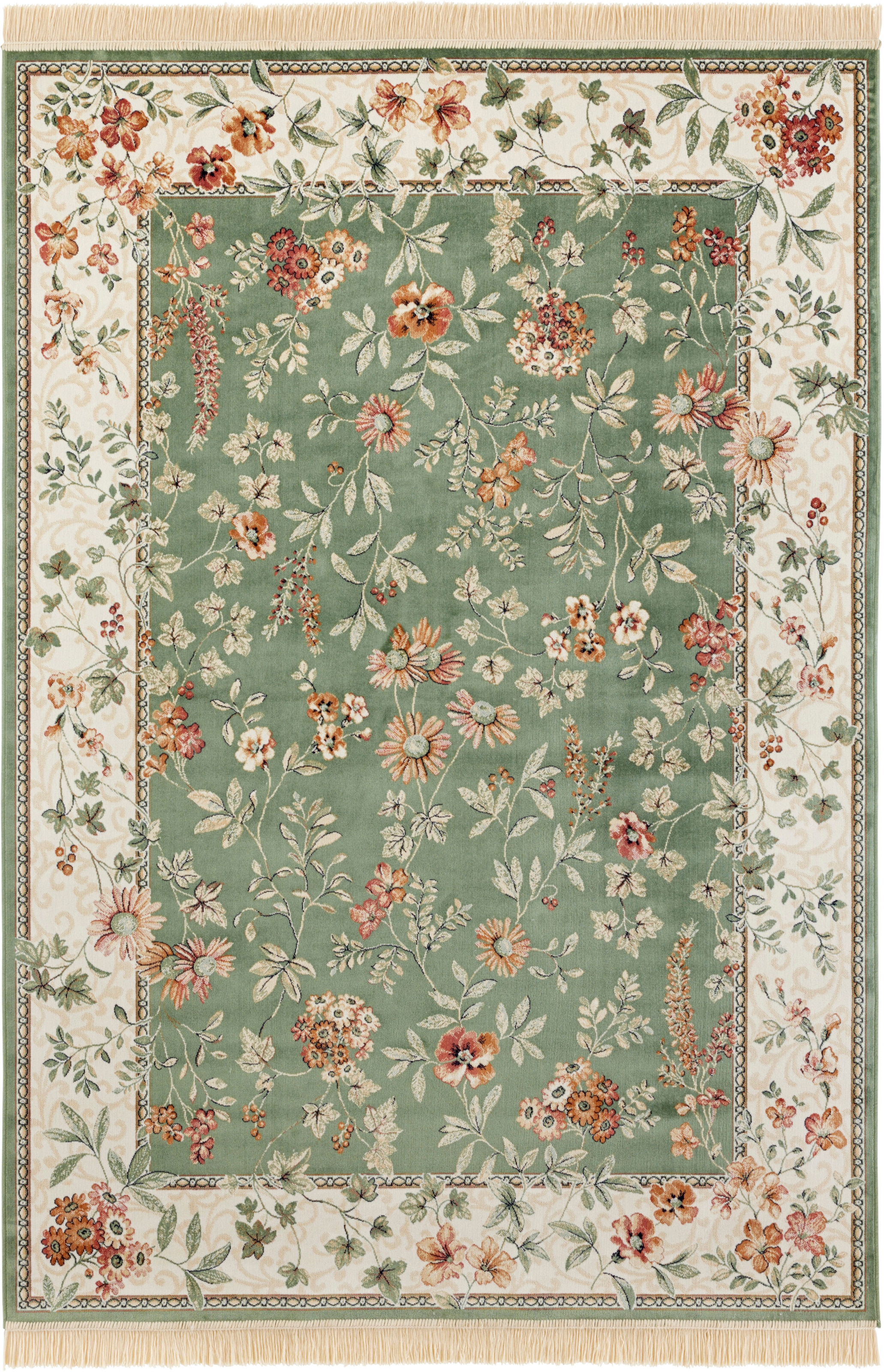 Teppich »Orient Flowers«, rechteckig, Orientalisch mit Fransen, Orient, Wohnzimmer,...