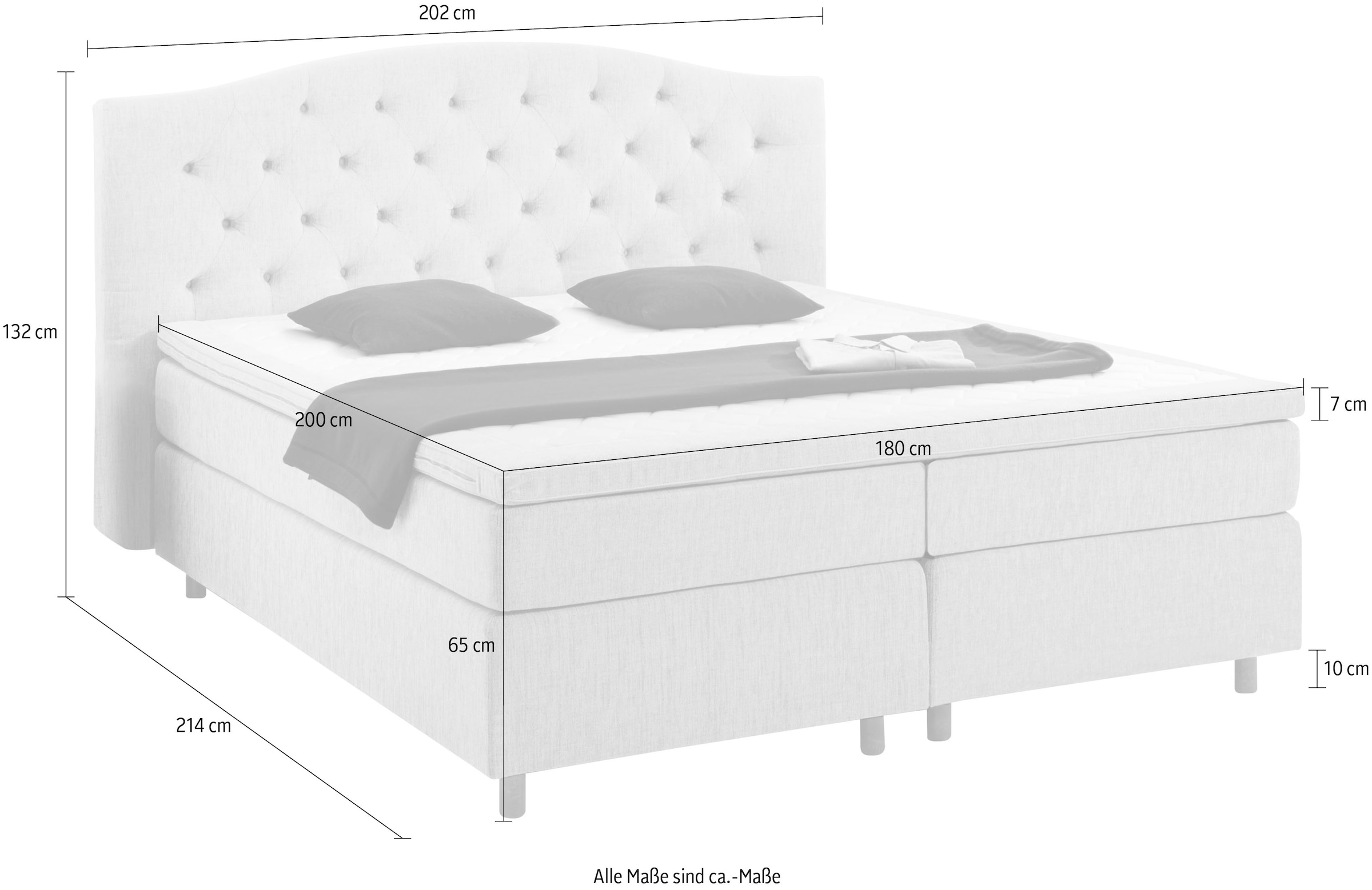 Home affaire Boxspringbett »Claire«, mit Vollmassiv-Unterbox, incl. Topper, verschiedene Härtegrade