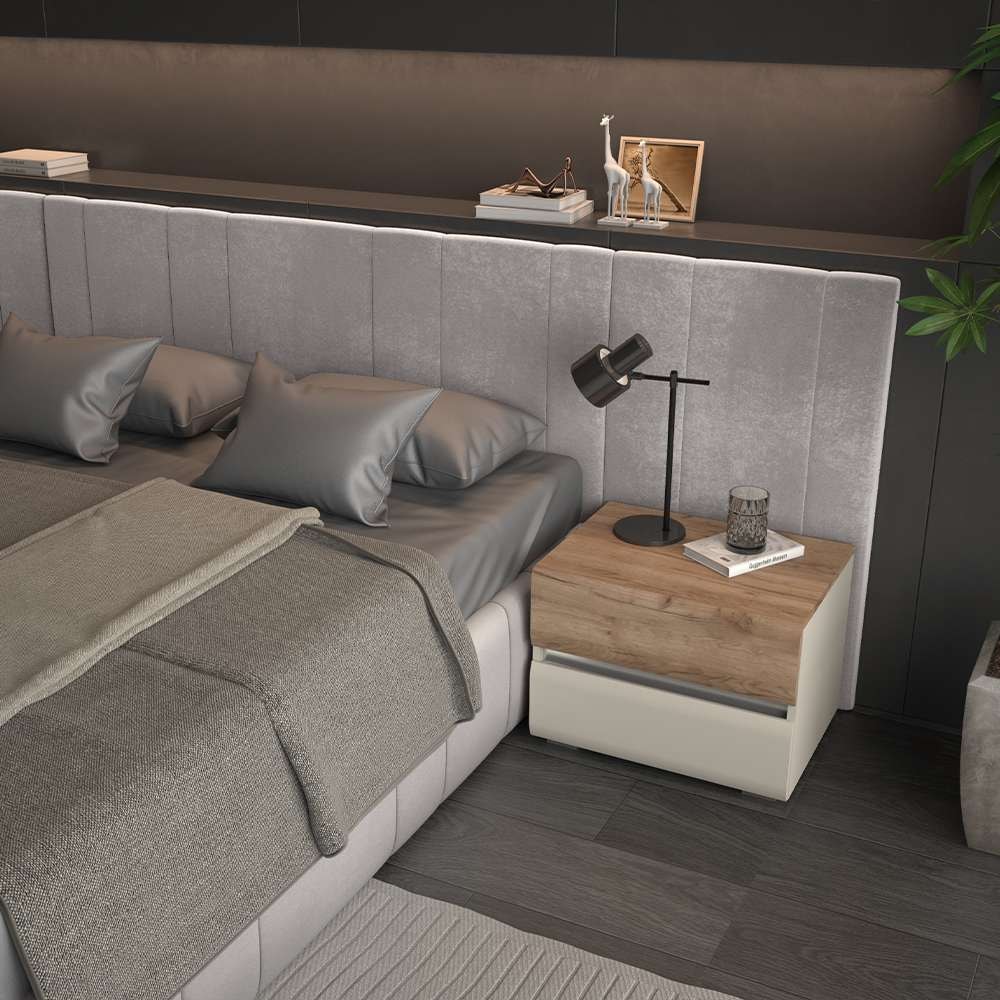 Places of Style Bettgestell »Invictus«, mit breitem gepolstertem Kopfteil, Lattenrost und Bettkasten