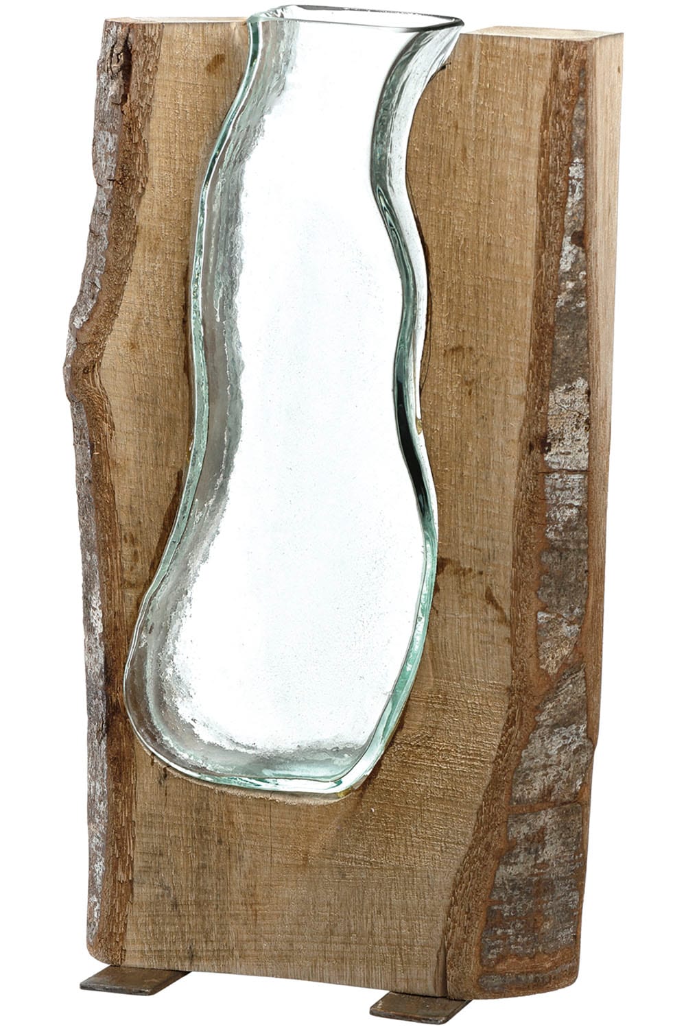 Dekovase »Tischvase CASOLARE«, (1 St.), aus Glas und Holz, handgefertigt