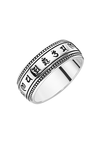 Silberring »Ring Tibetische Symbole + Kugel-Optik, Silber 925«