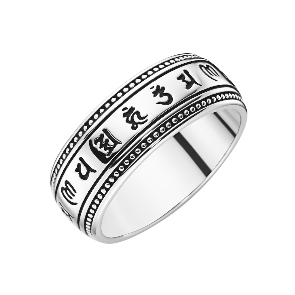 GIORGIO MARTELLO MILANO Silberring »Ring Tibetische Symbole + Kugel-Optik, Silber 925«
