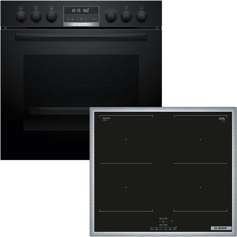 BOSCH Induktions Herd-Set »HND677LS67«, mit Backwagen, Pyrolyse-Selbstreinigung, Backwagen mit ausziehbarer Tür für bequemes Kochen & Backen