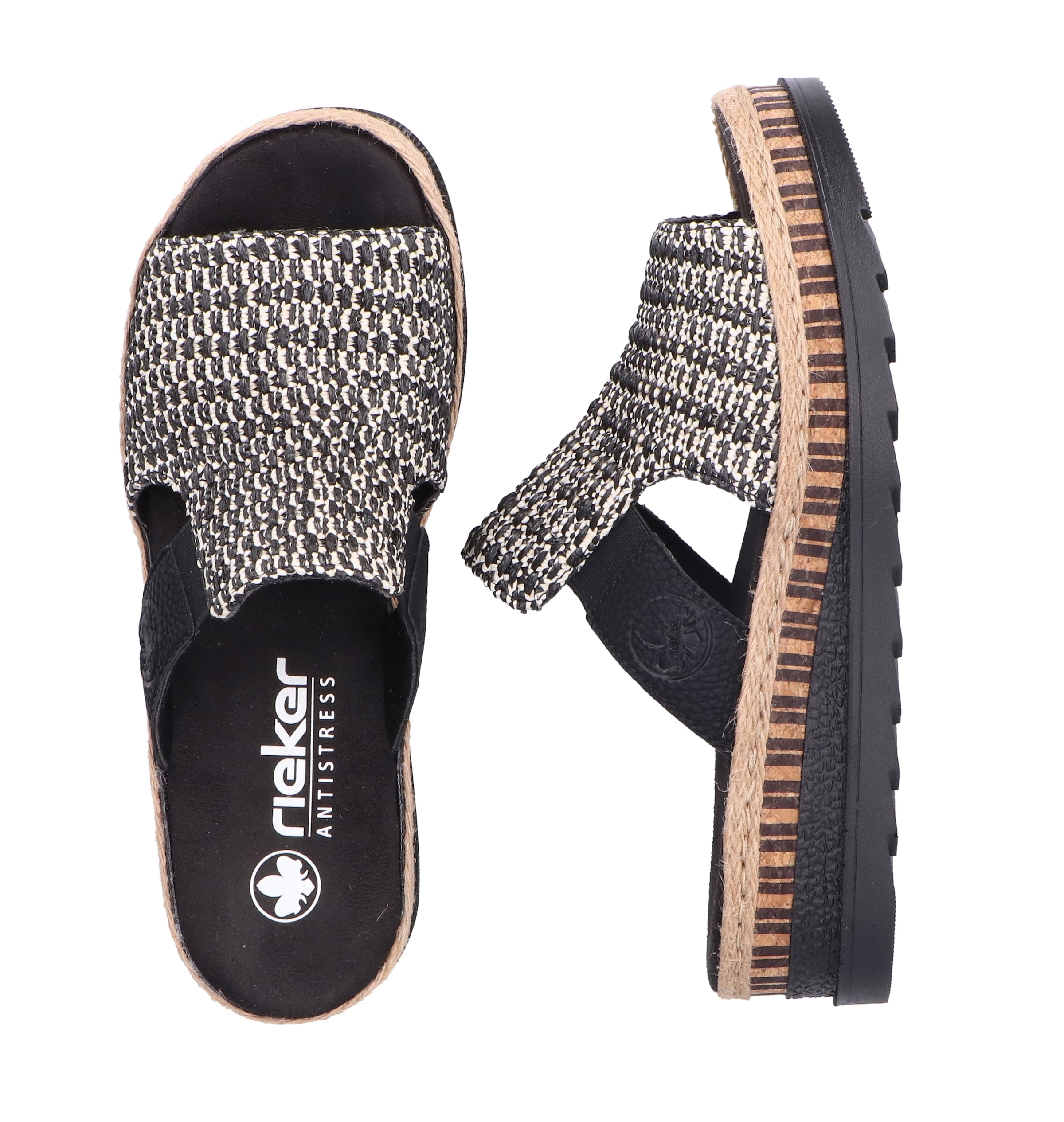 Rieker Keilpantolette, Sommerschuh, Strandschuh, Urlaubschuh, Plateau, mit Stretcheinsatz