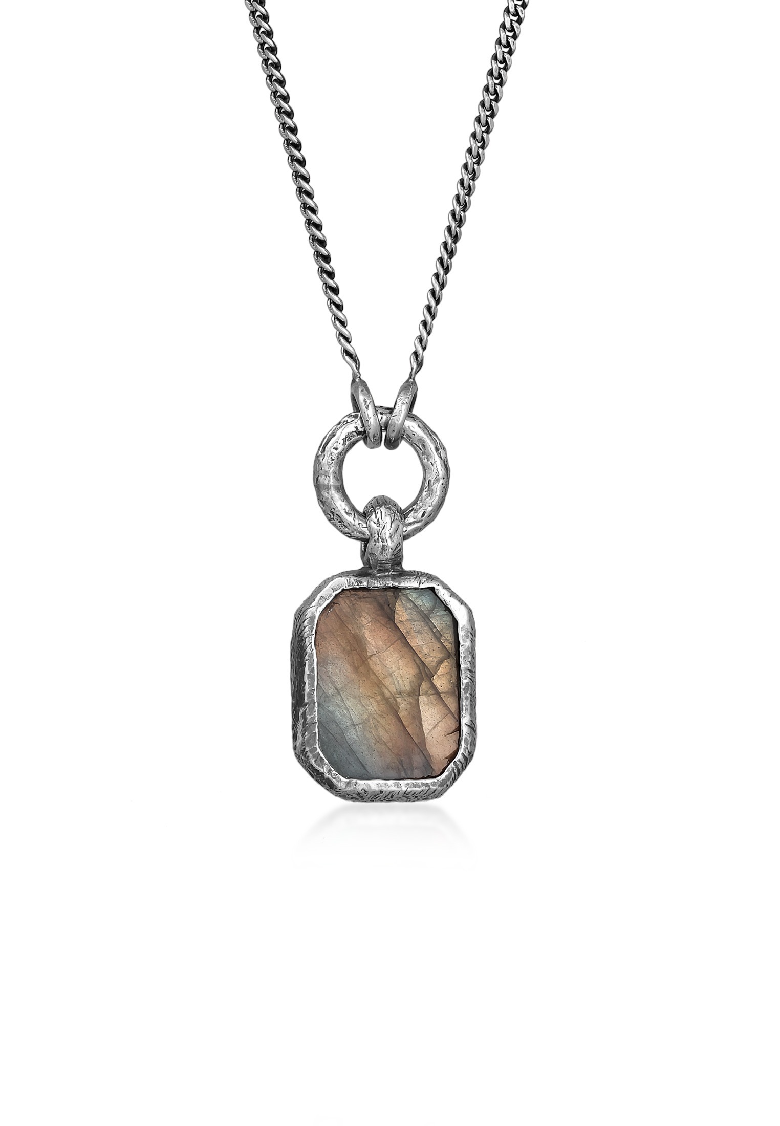 HAZE & GLORY Kette mit Anhänger »Halskette Labradorit Anhänger 925 Silber oxidiert«