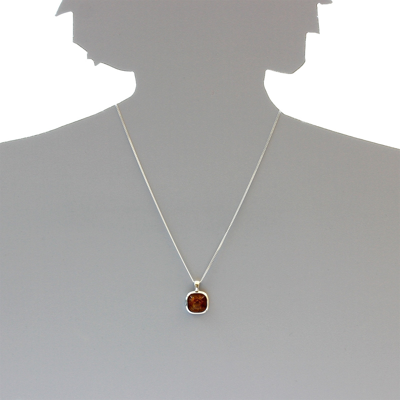 OSTSEE-SCHMUCK Kette mit Anhänger »- Classic 14x14 mm - Silber 925/000 - Bernstein«