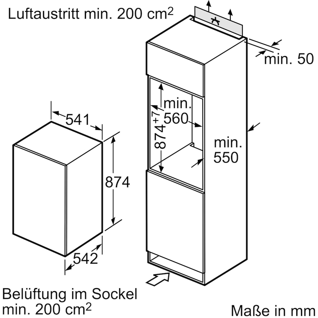 SIEMENS Einbaukühlschrank »KI18LNFF0«, KI18LNFF0, 87,4 cm hoch, 54,1 cm breit