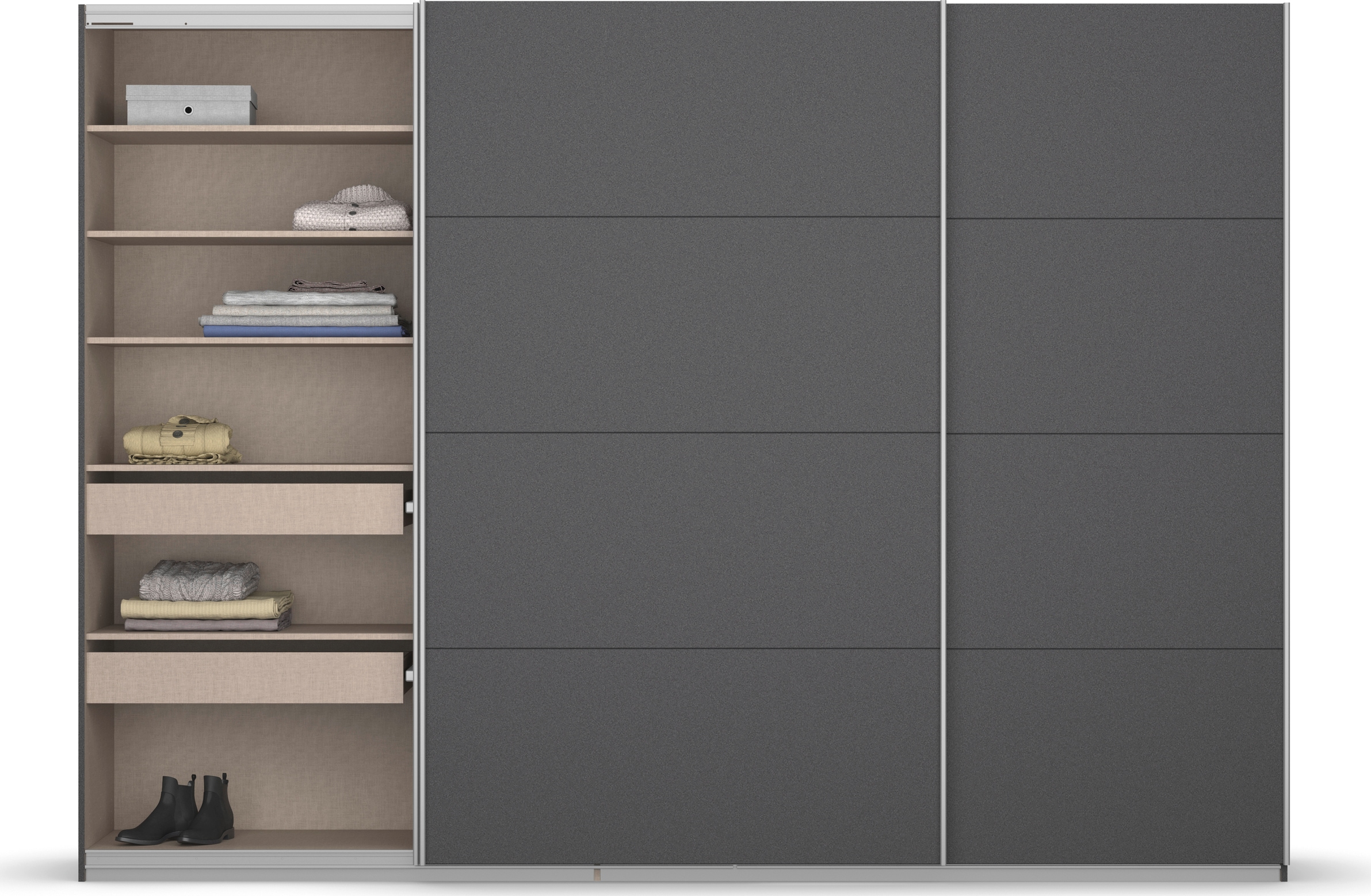 rauch Schwebetürenschrank »Kleiderschrank Schrank Garderobe KOLUNA mit Dekor-Front« 3 Ausstattungen BASIC/CLASSIC/PREMIUM (inkl. SOFT-CLOSE-FUNKTION),  Breiten 203/271/315/360 cm Höhen 210/229 cm MADE IN GERMANY