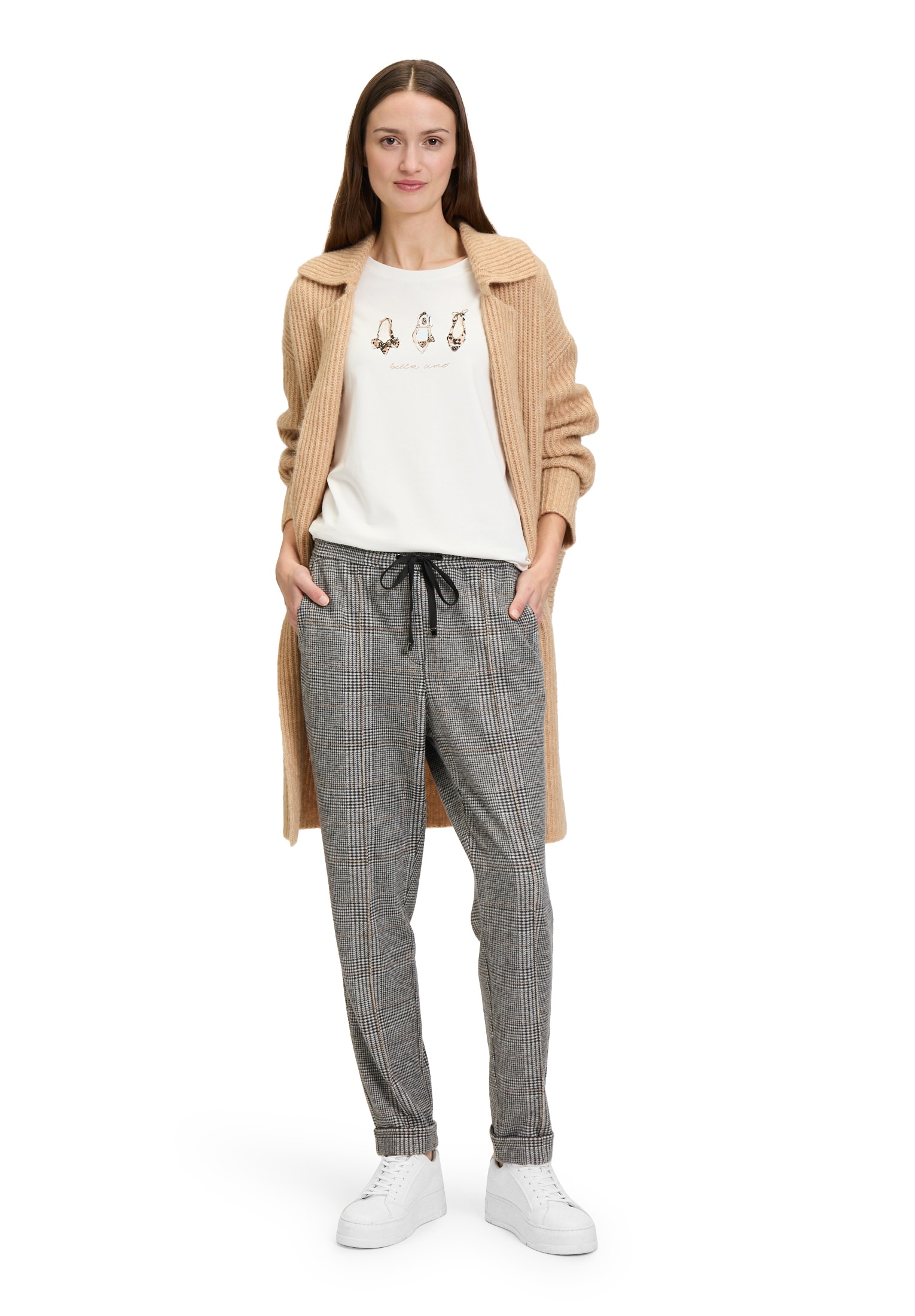 Betty&Co Stoffhose »Karo-Hose mit Bindegürtel«