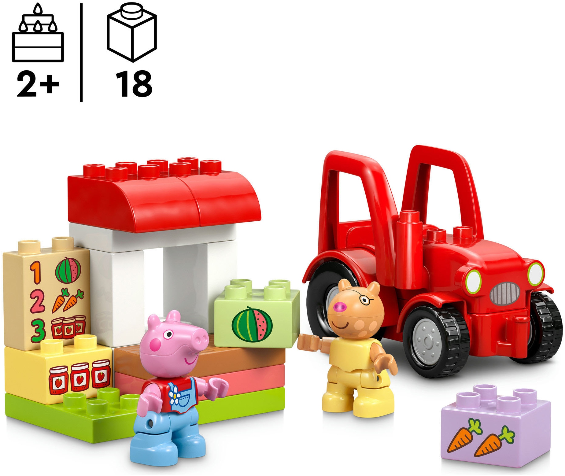 LEGO® Konstruktionsspielsteine »Traktor und Marktstand (10468), LEGO DUPLO Peppa Pig«