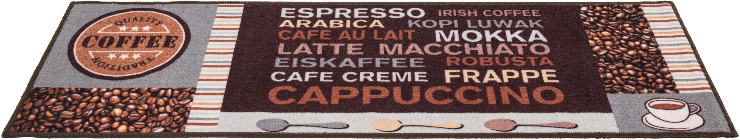 Küchenläufer »Cafe Creme«, rechteckig, Motiv Kaffee, mit Schriftzug, Größe 50x150 cm,...
